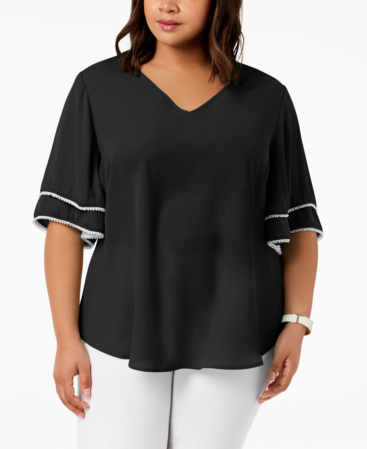 NY Collection Plus Size Ruffled Sleeve Top