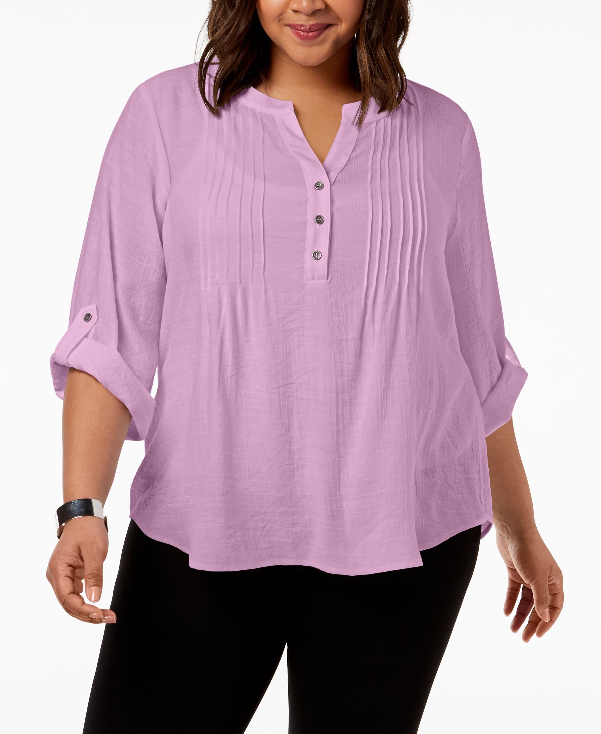 NY Collection Plus Size Pintucked Top
