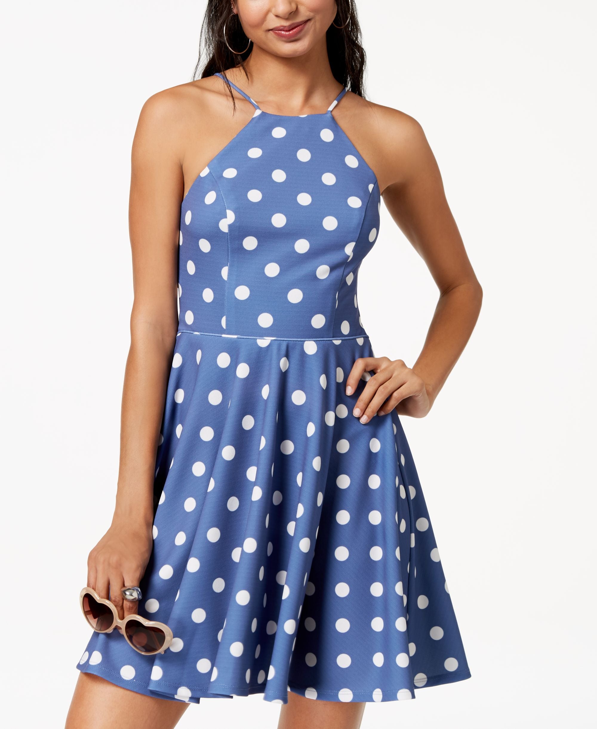 Juniors' Polka Dot Fit & Flare Dress