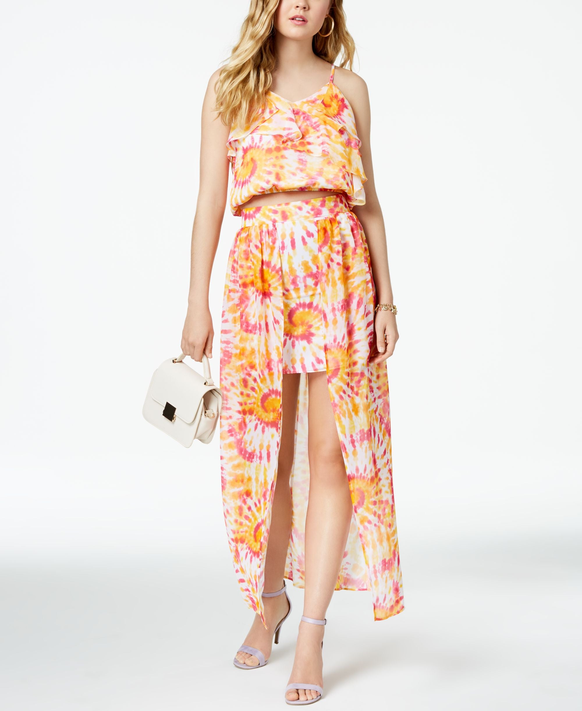 The Edit By Seventeen Juniors Printed Chiffon Overlay Skirt