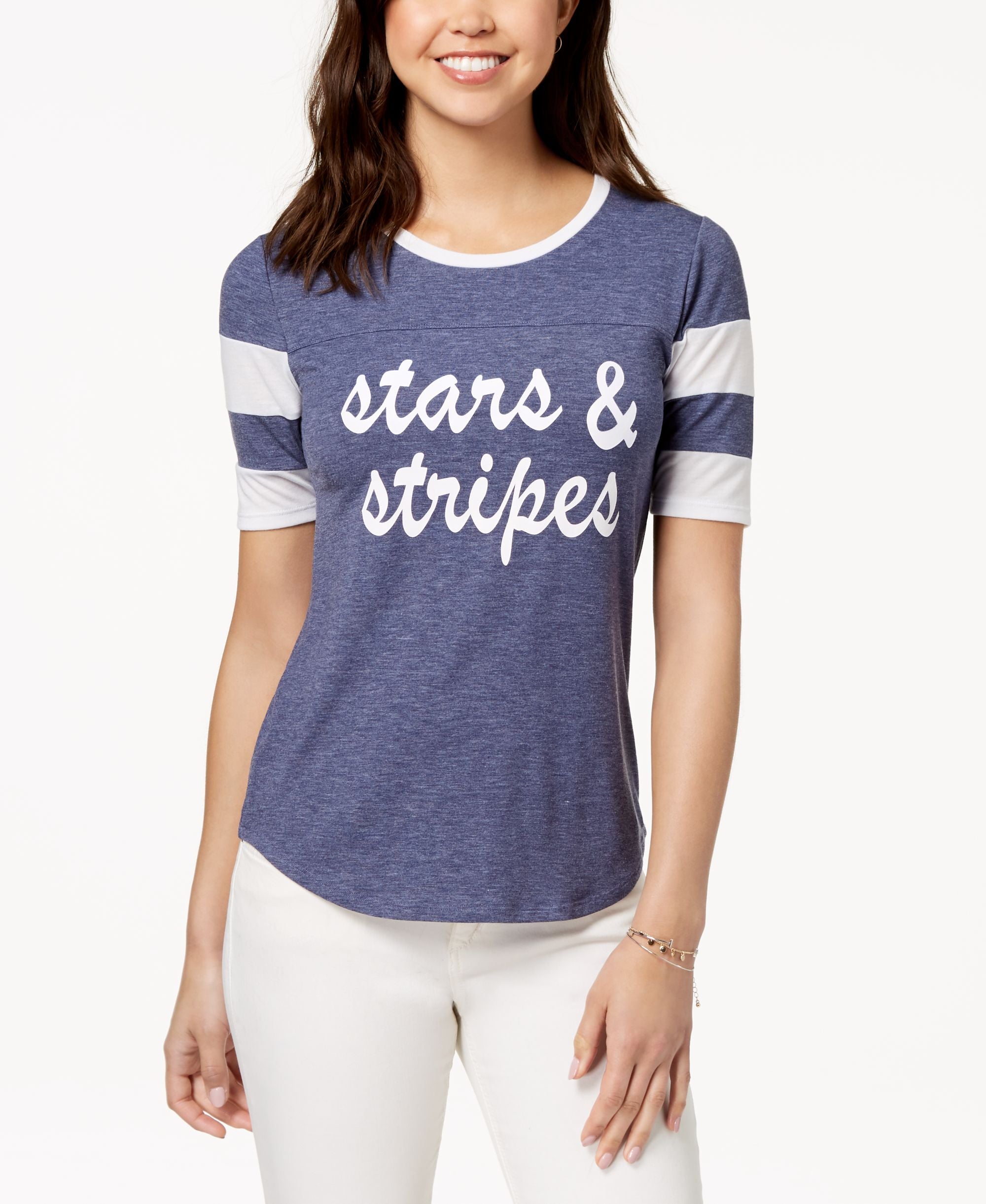 Rebellious One Juniors Stars Stripes Graphic T-Shirt