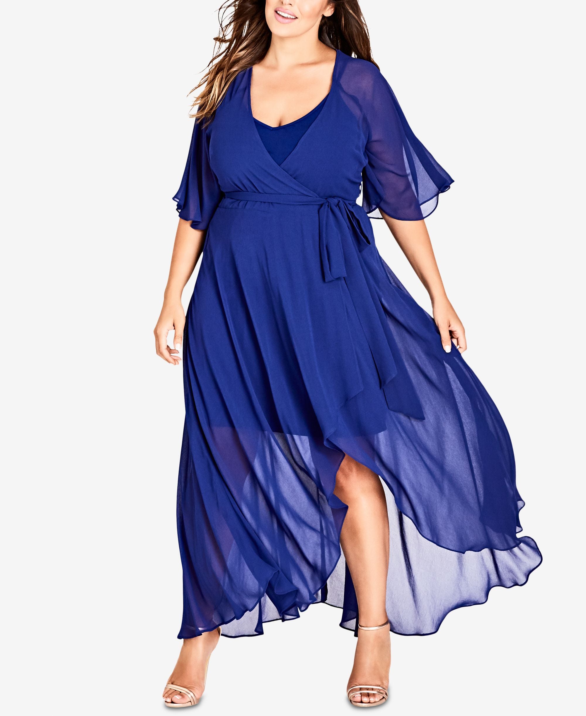 City Chic Trendy Plus Size Chiffon Wrap Dress