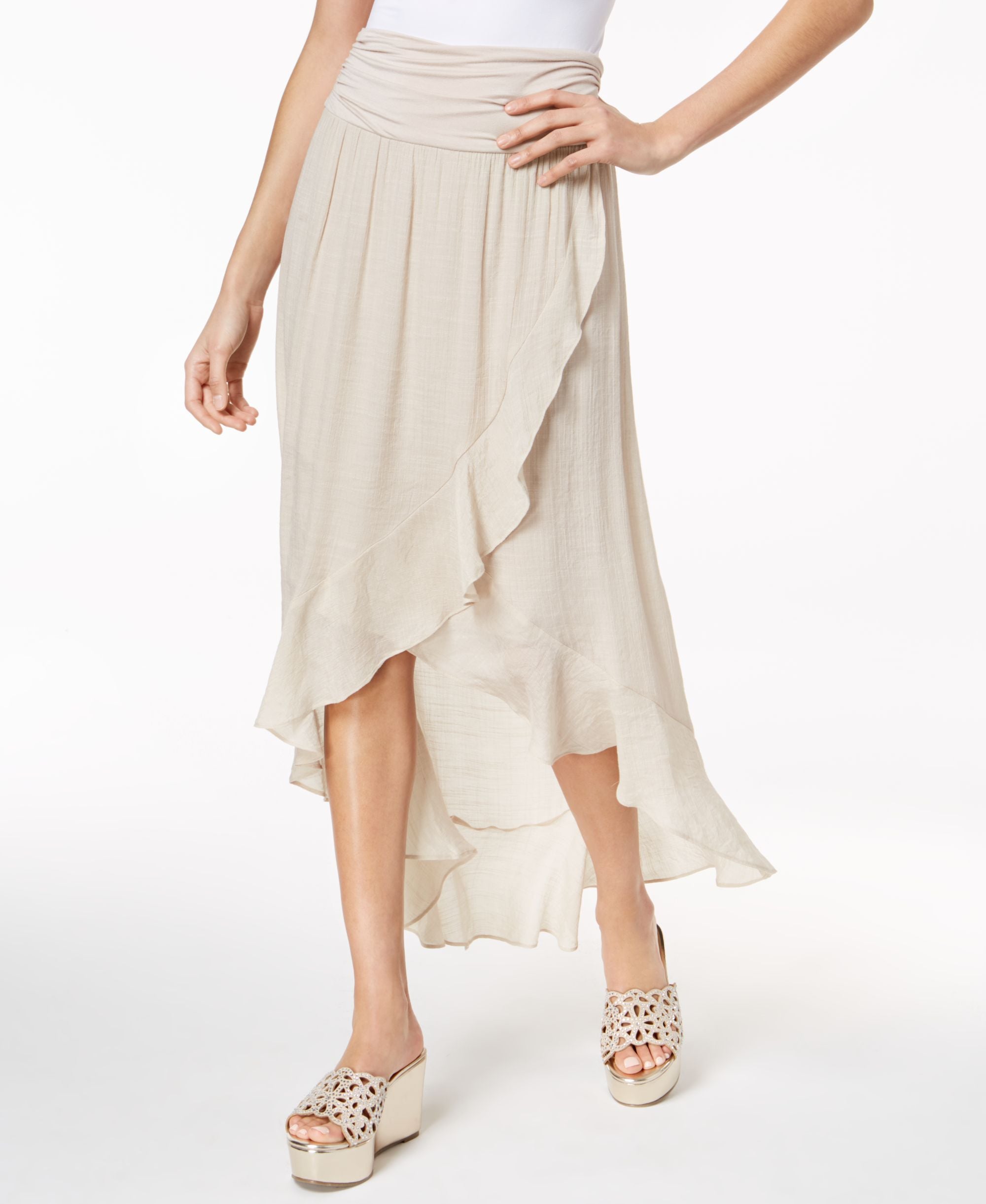 Thalia Sodi Ruffled High Low Maxi Skirt