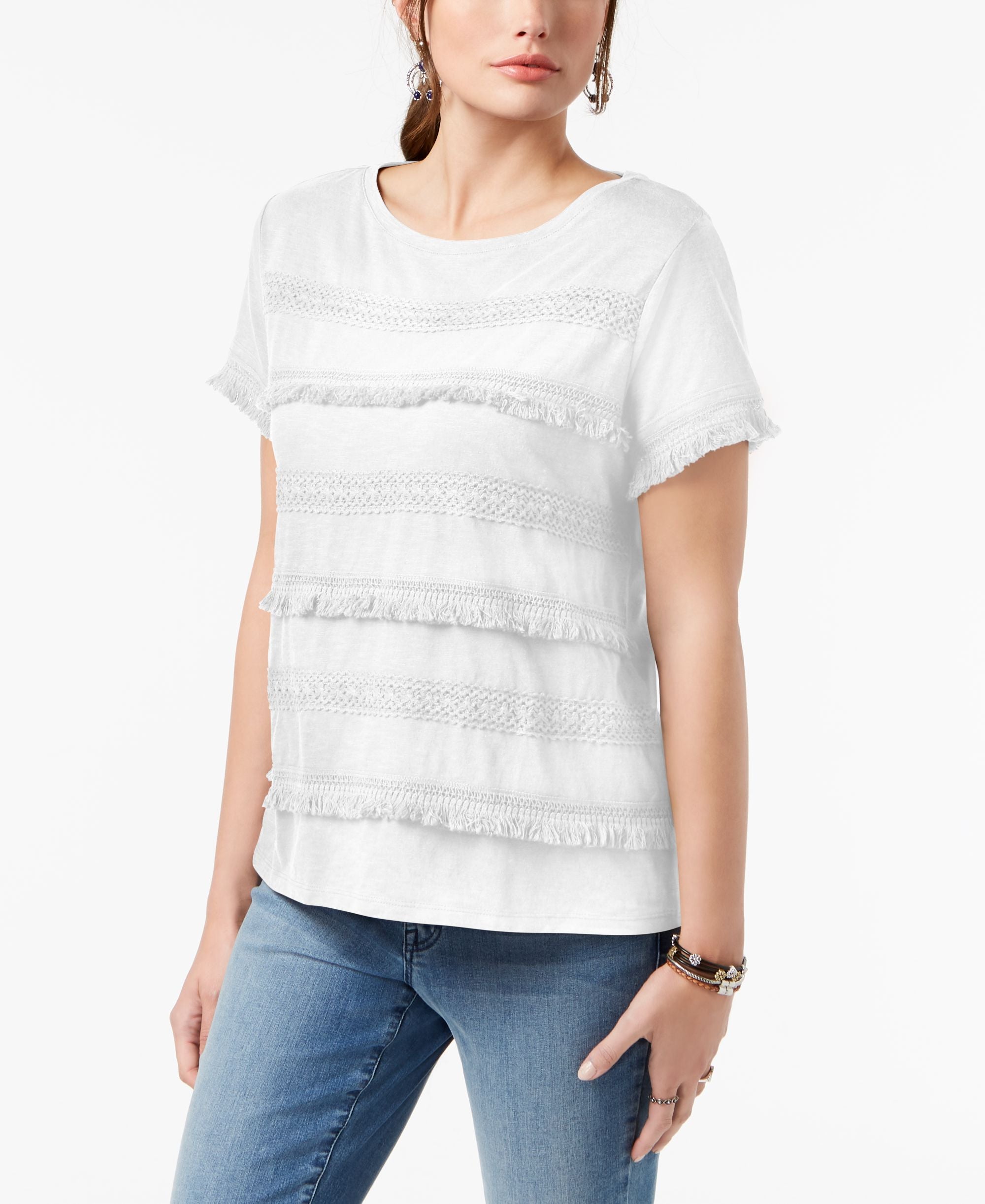 Style & Co Petite Fringed Top