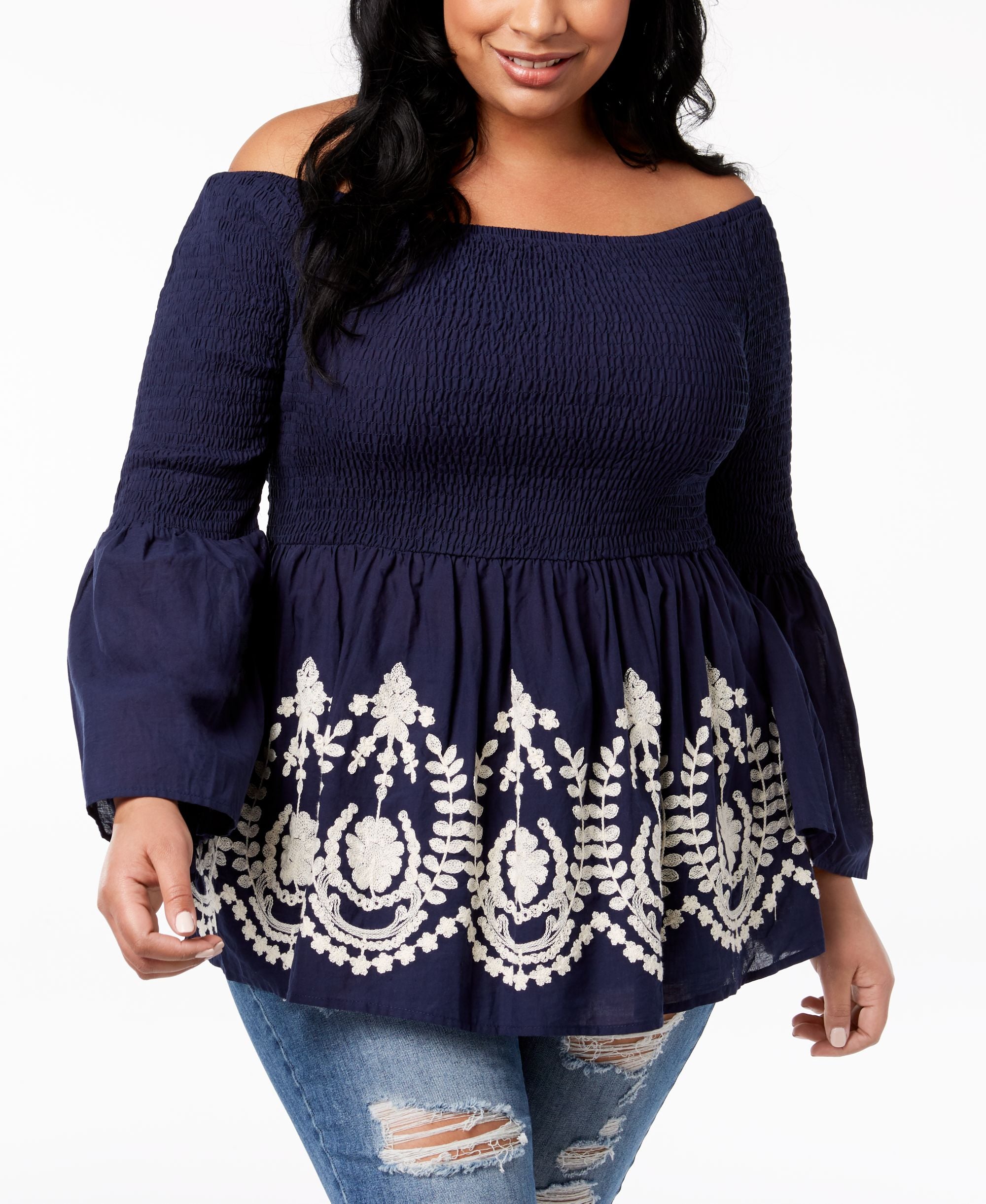 Say What Trendy Plus Size Cotton Off The Shoulder Top