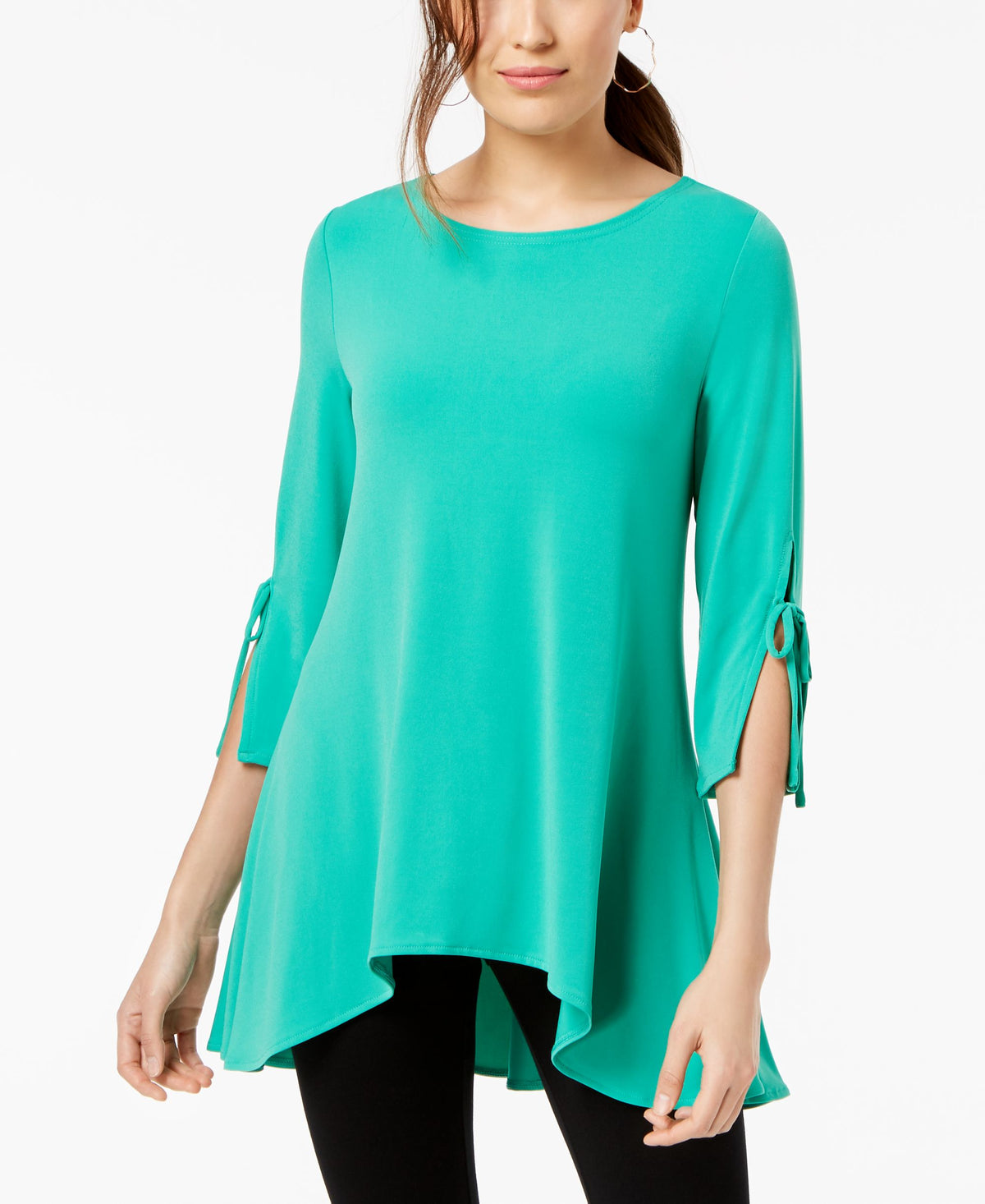Asymmetrical Tie-Sleeve Swing Top