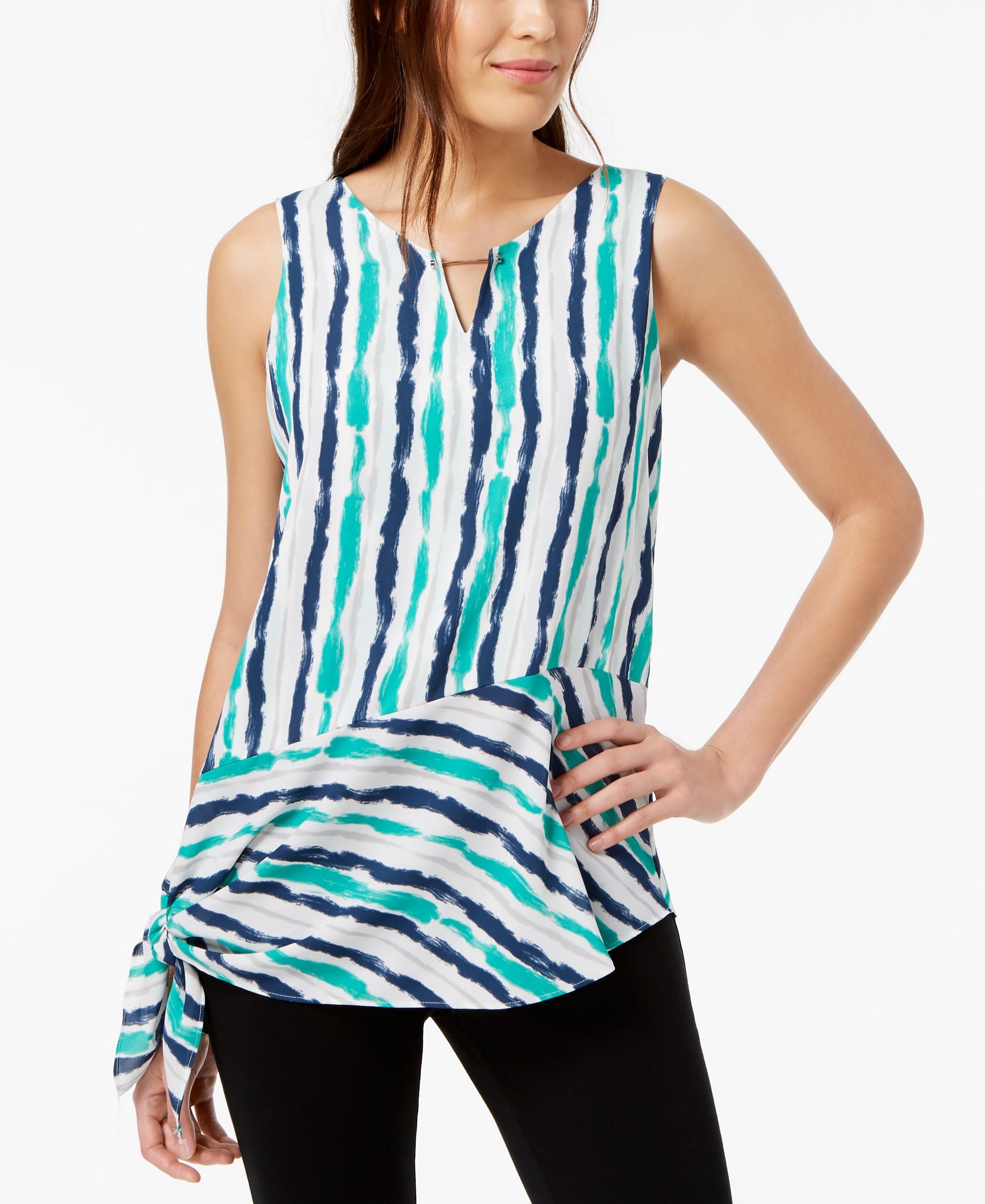 Alfani Hardware Detail Tie Hem Top