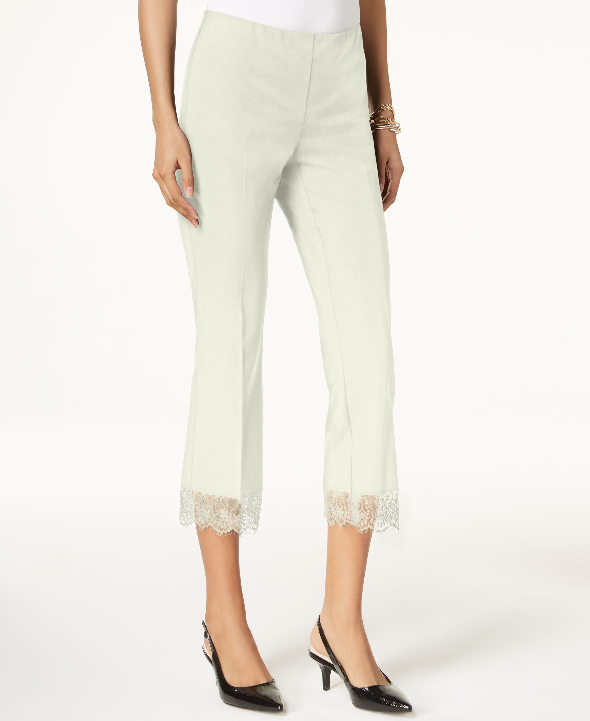 Cropped Lace-Hem Pants