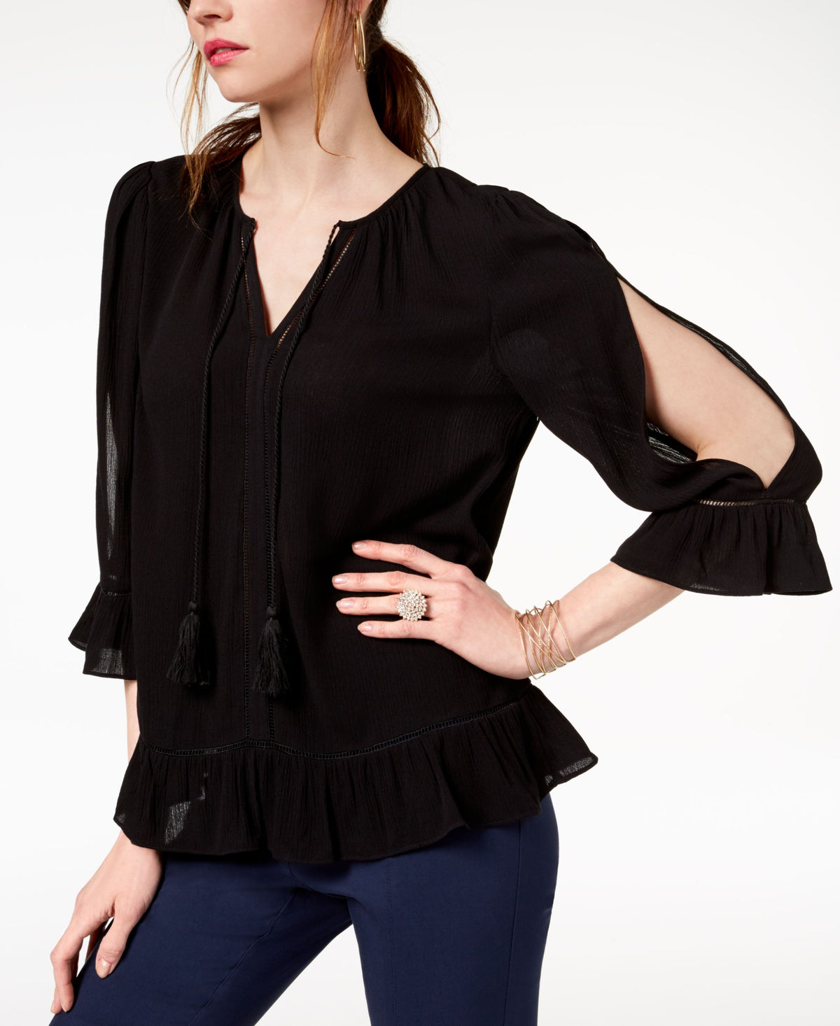 I.N.C. Cold-Shoulder Peasant Top