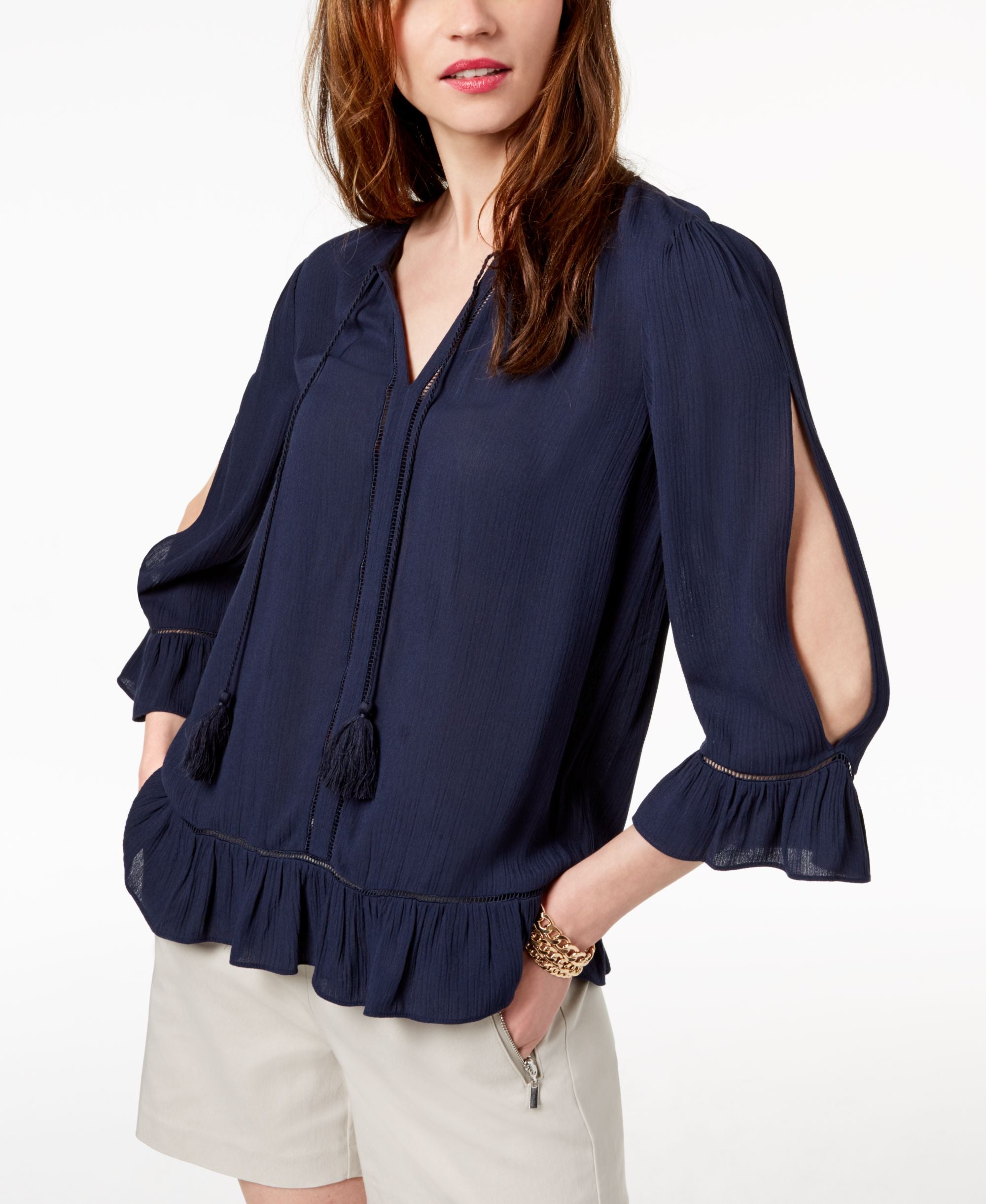 I.N.C. Cold-Shoulder Peasant Top