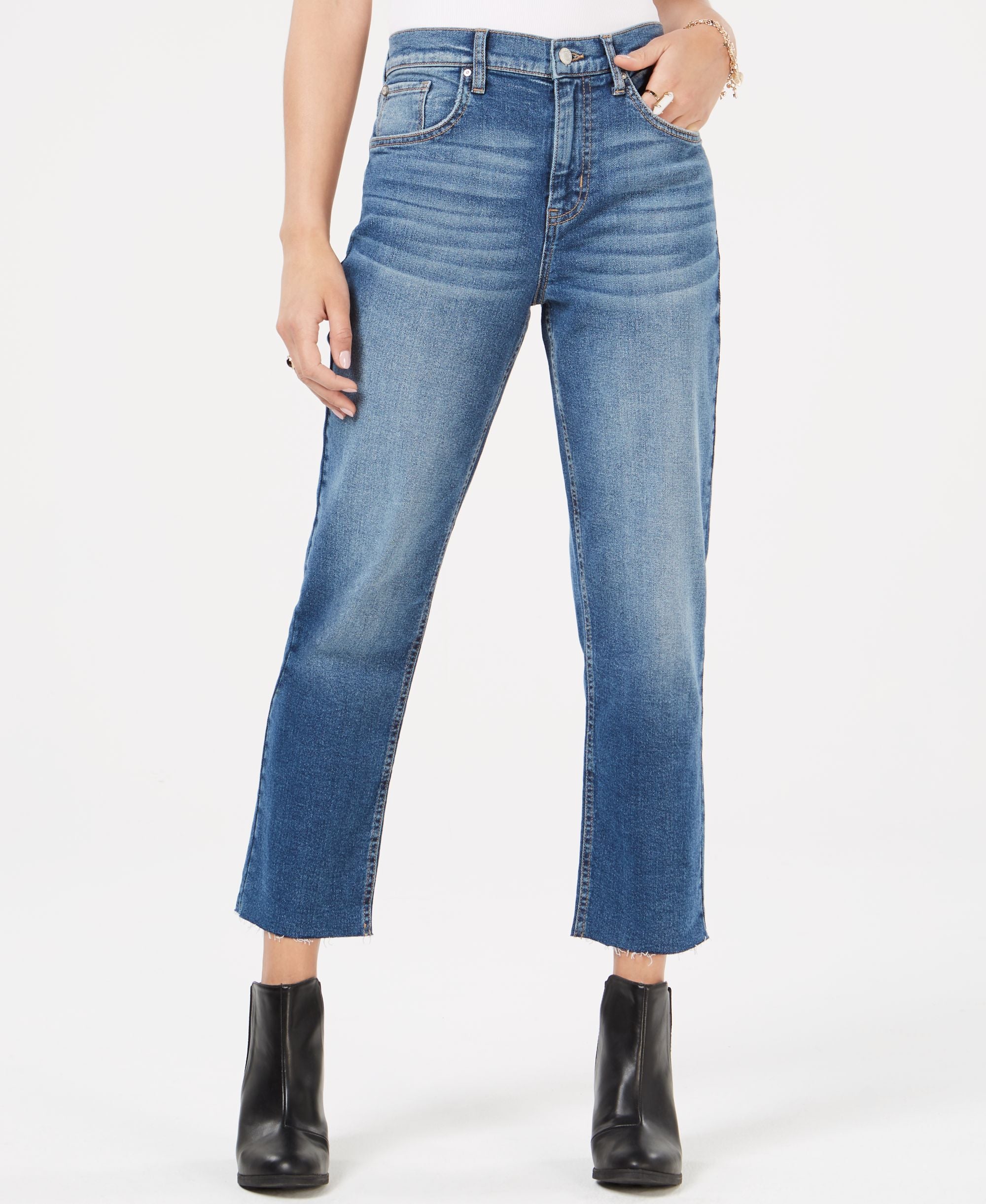 Juniors' Bella Cropped Raw-Edged Jeans