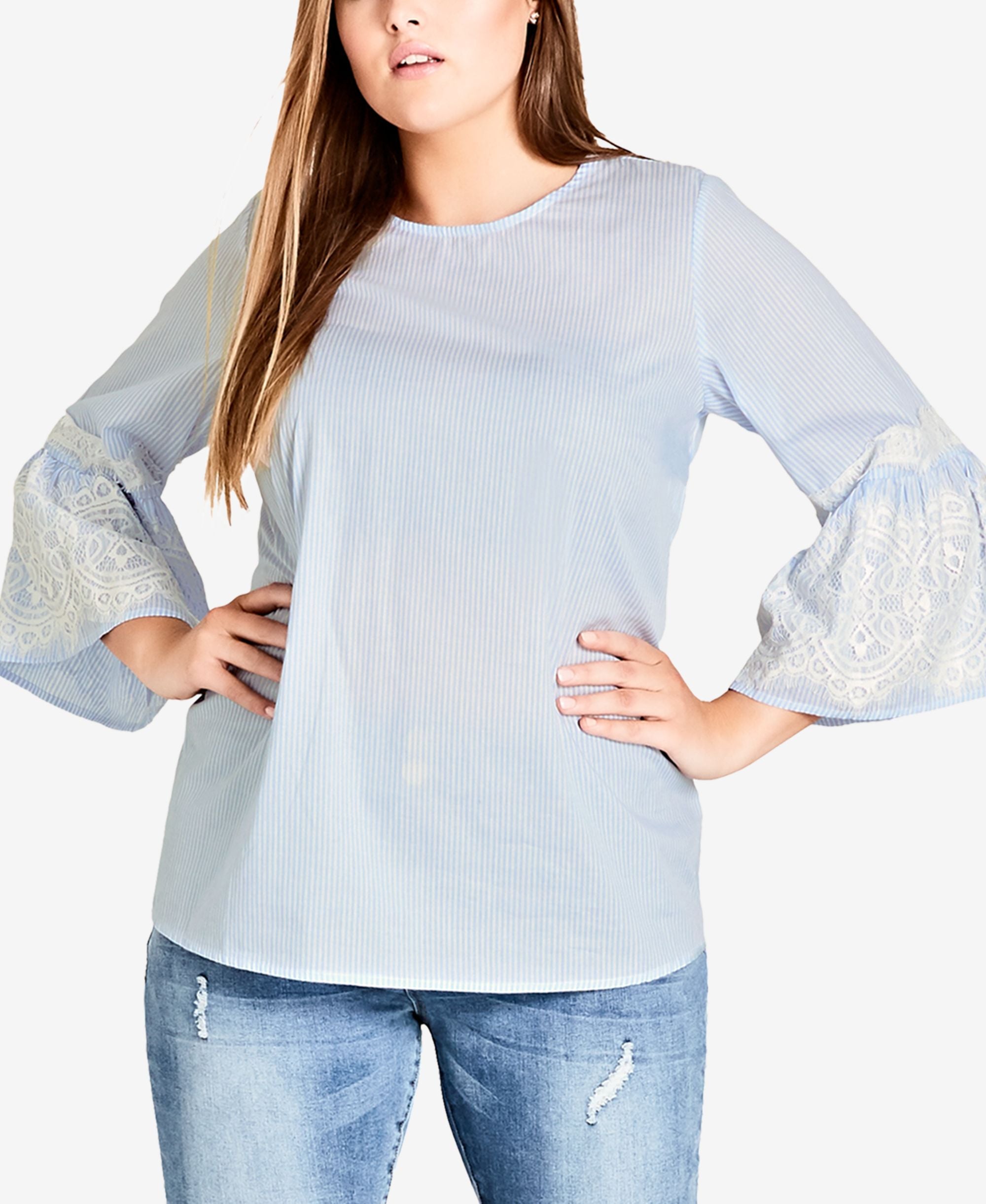 City Chic Trendy Plus Size Bell Sleeve Top