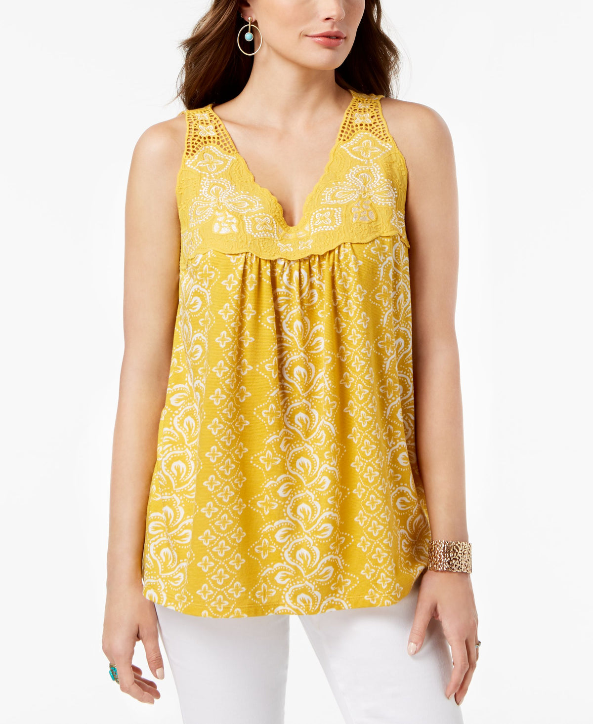 Style & Co Embroidered Sleeveless Top