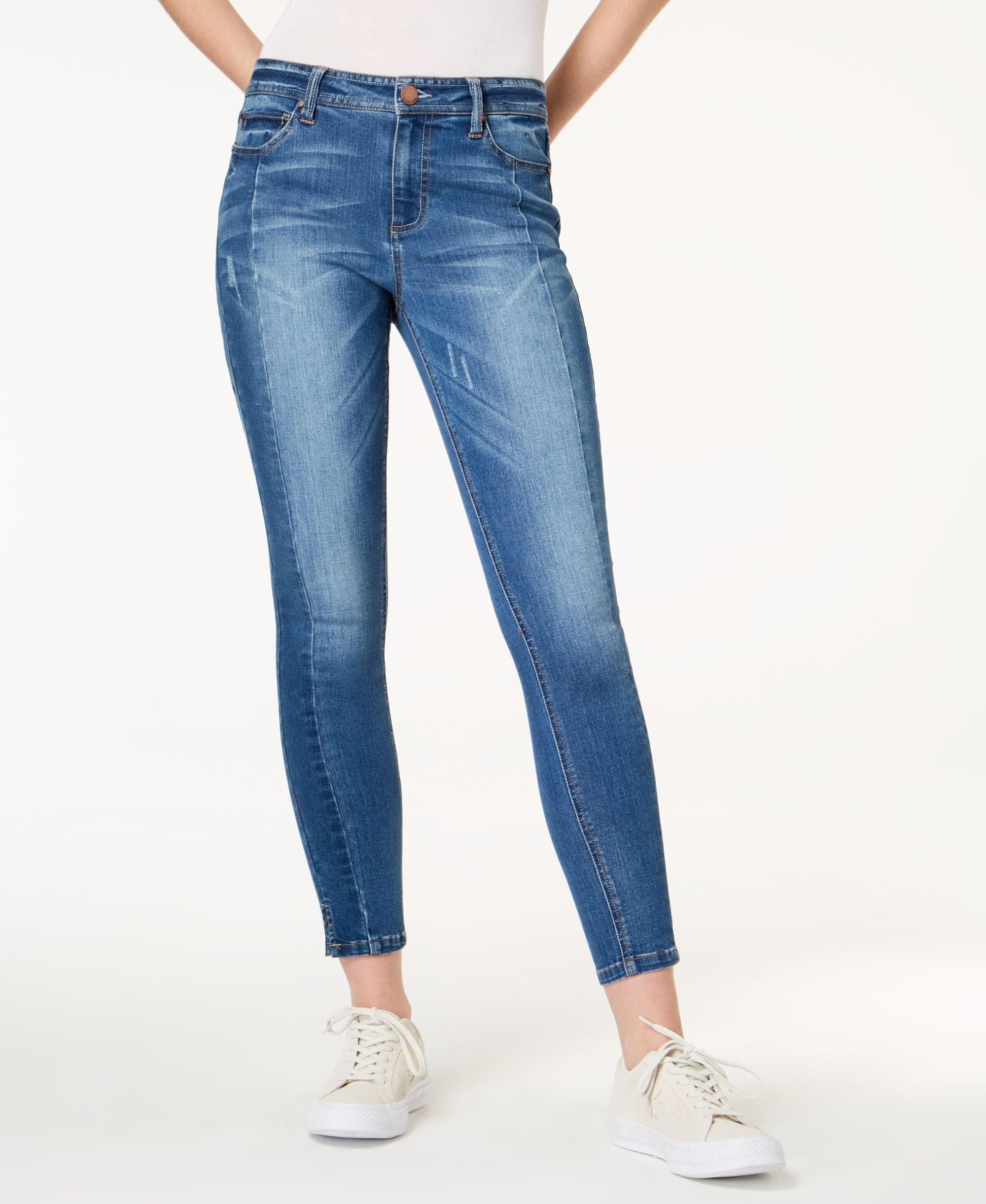Juniors' Paneled Ankle Skinny Jeans