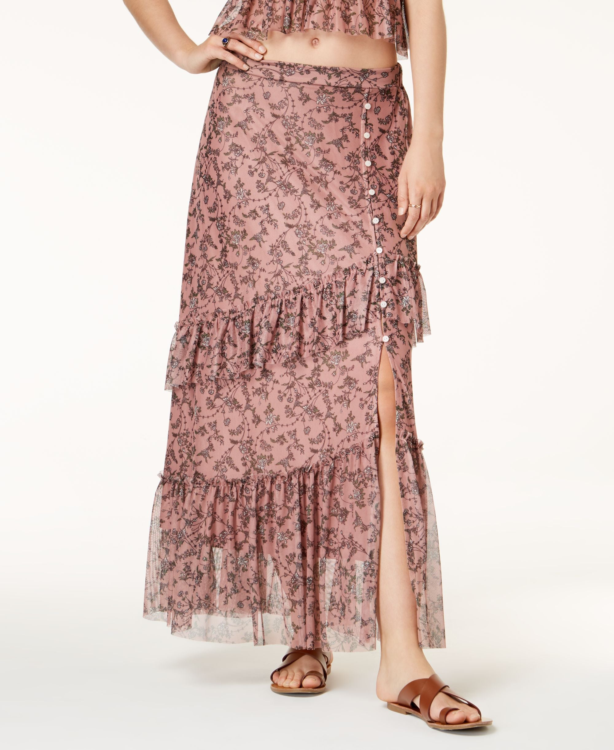 American Rag Juniors Printed Mesh Maxi Skirt