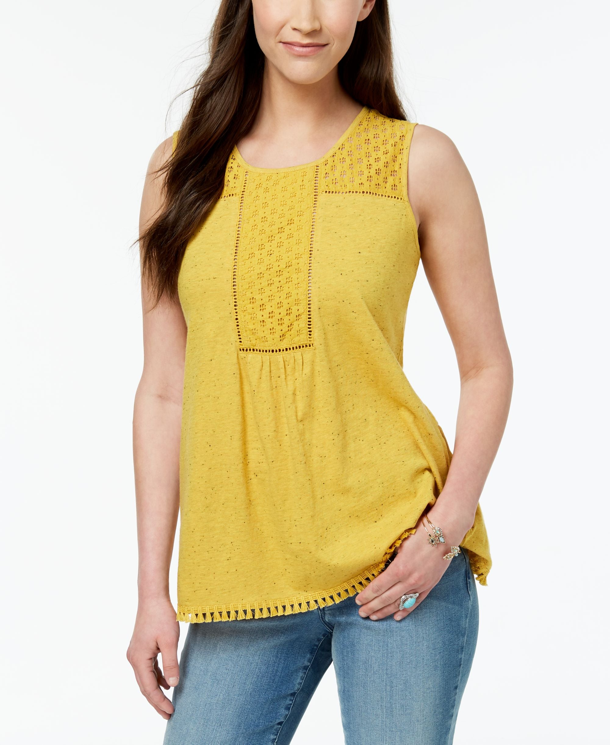 Style & Co Crochet Trim Tank Top