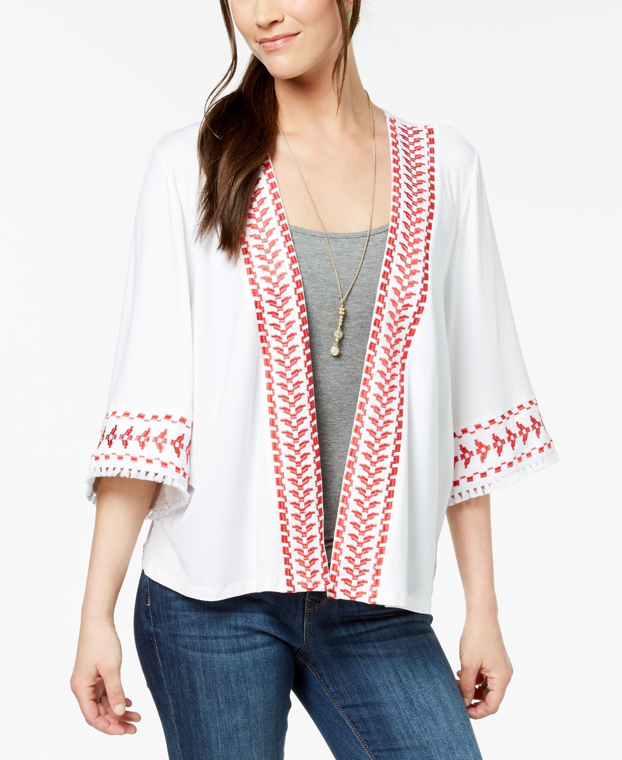 Style & Co Geo Trim Kimono