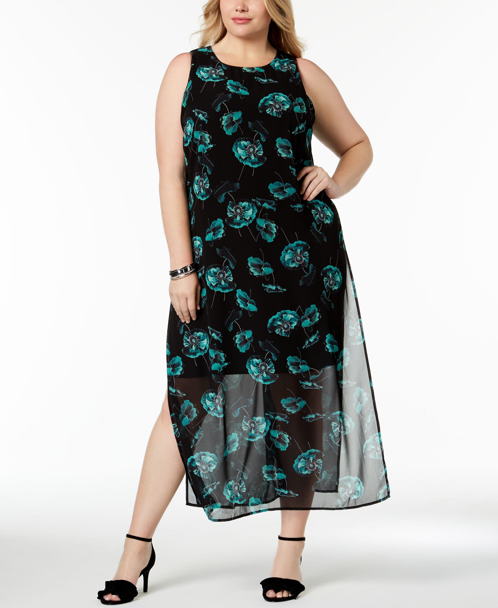 Alfani Plus Size Chiffon Overlay Maxi Dress