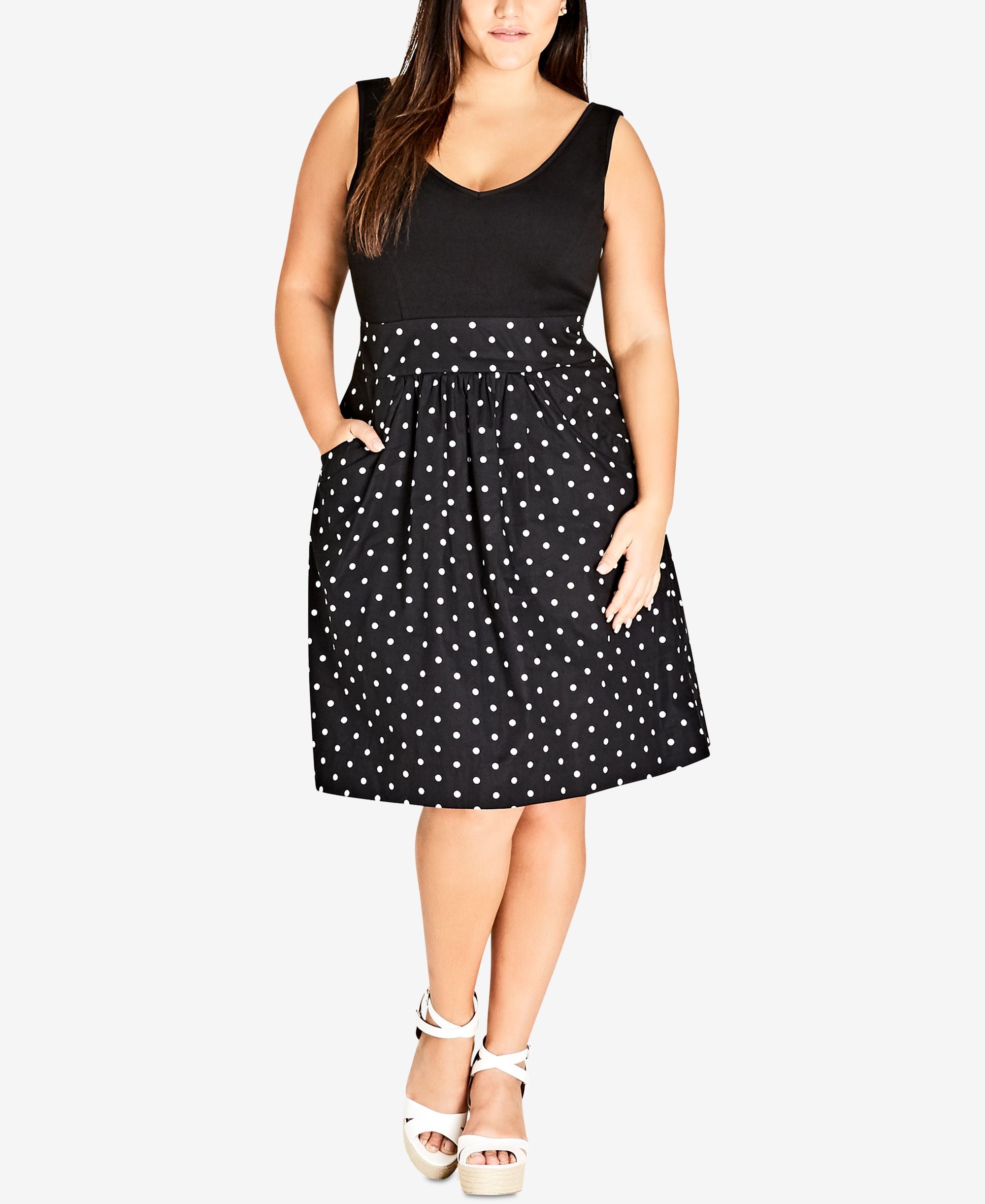 City Chic Trendy Plus Size Printed Fit Flare Dress