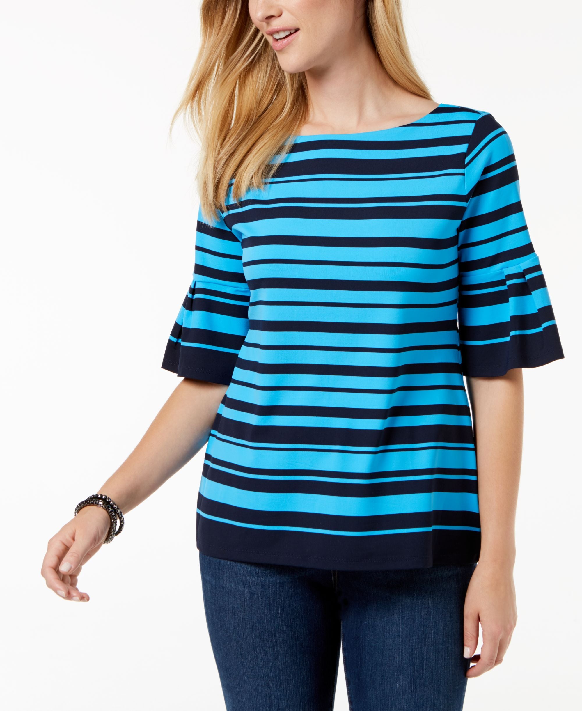 Charter Club Printed Flutter Sleeve Top