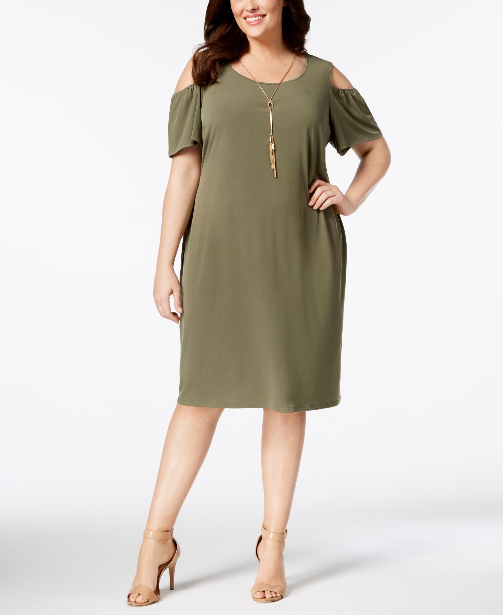 JM Collection Petite Plus Size Cold Shoulder Dress