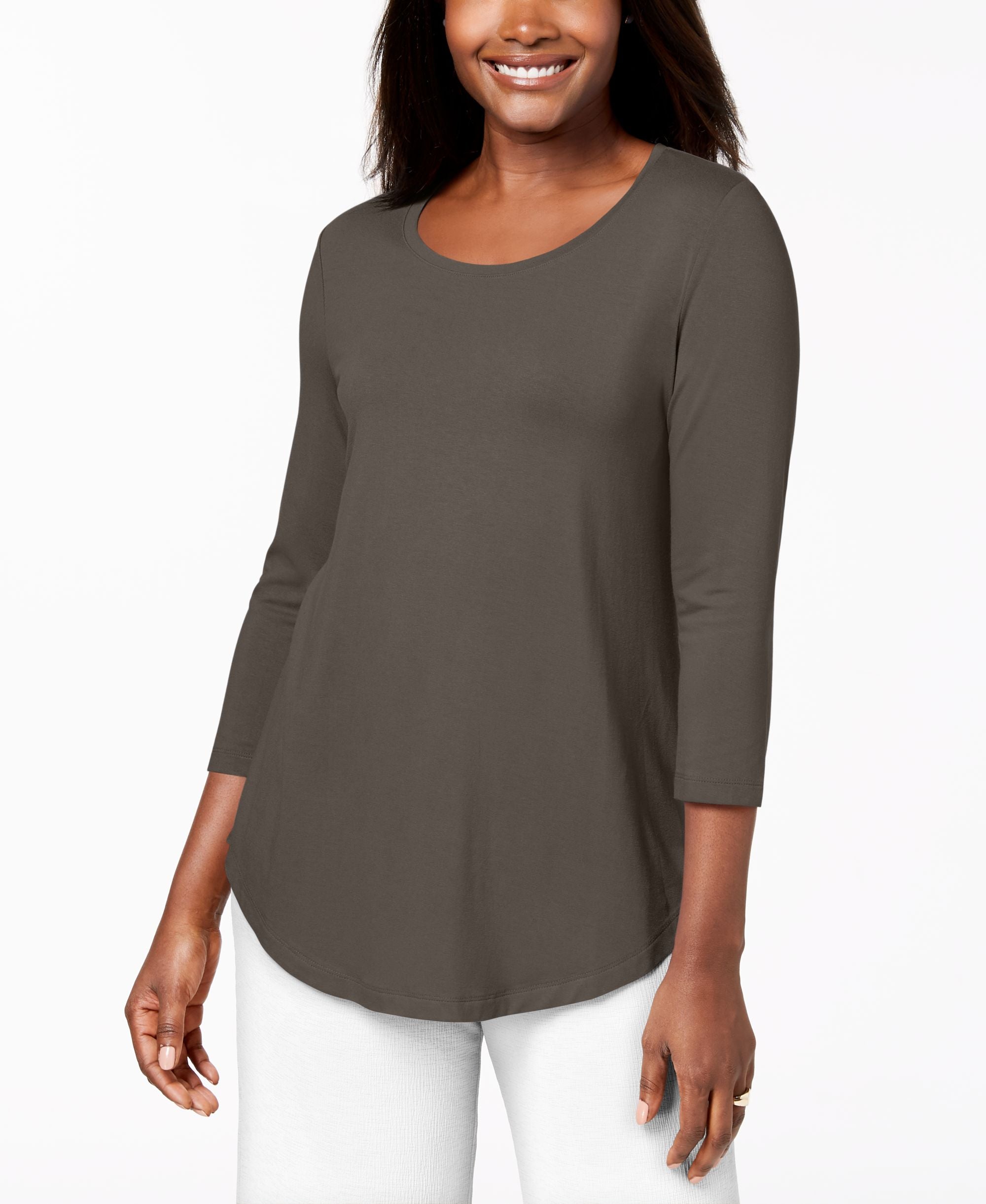 JM Collection Scoop Neck Top