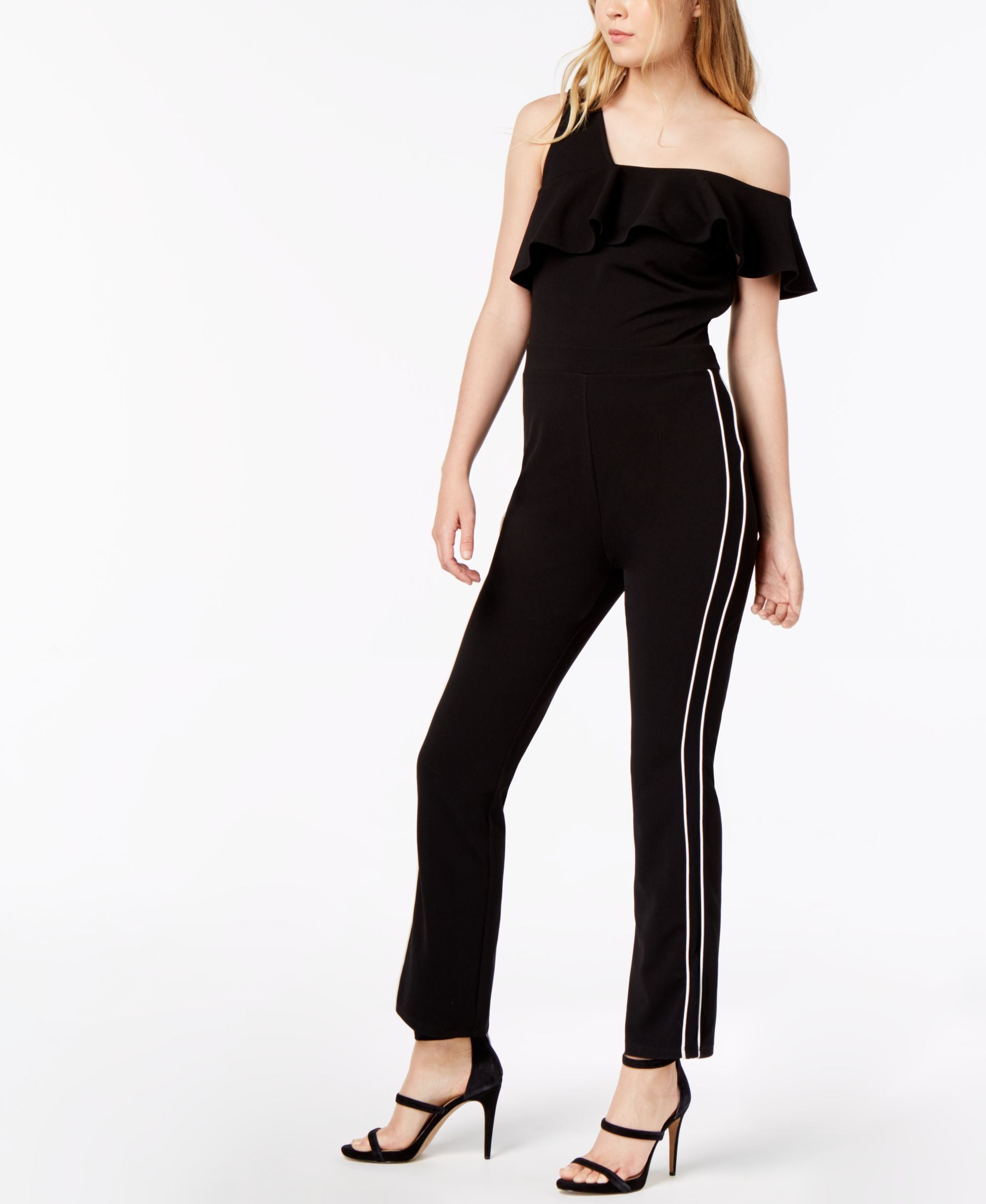 Bar III Ruffle Varsity Stripe Jumpsuit