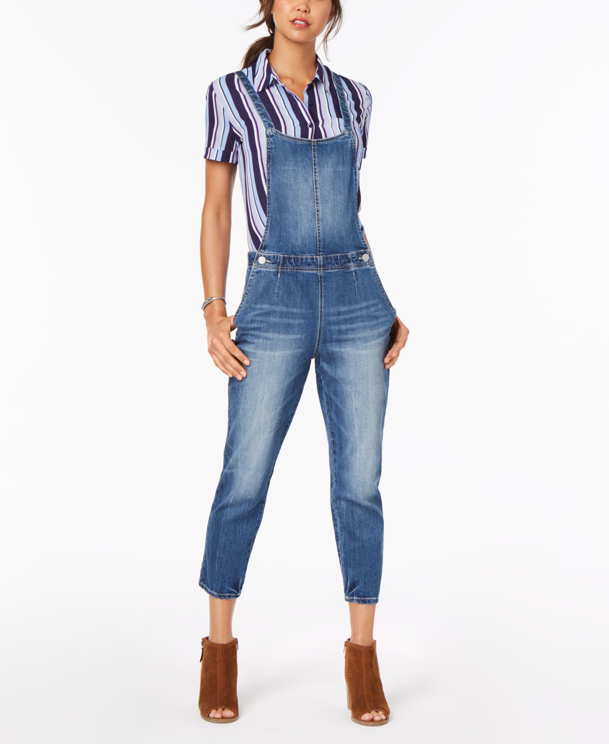 Dollhouse Juniors Cropped Denim Overalls