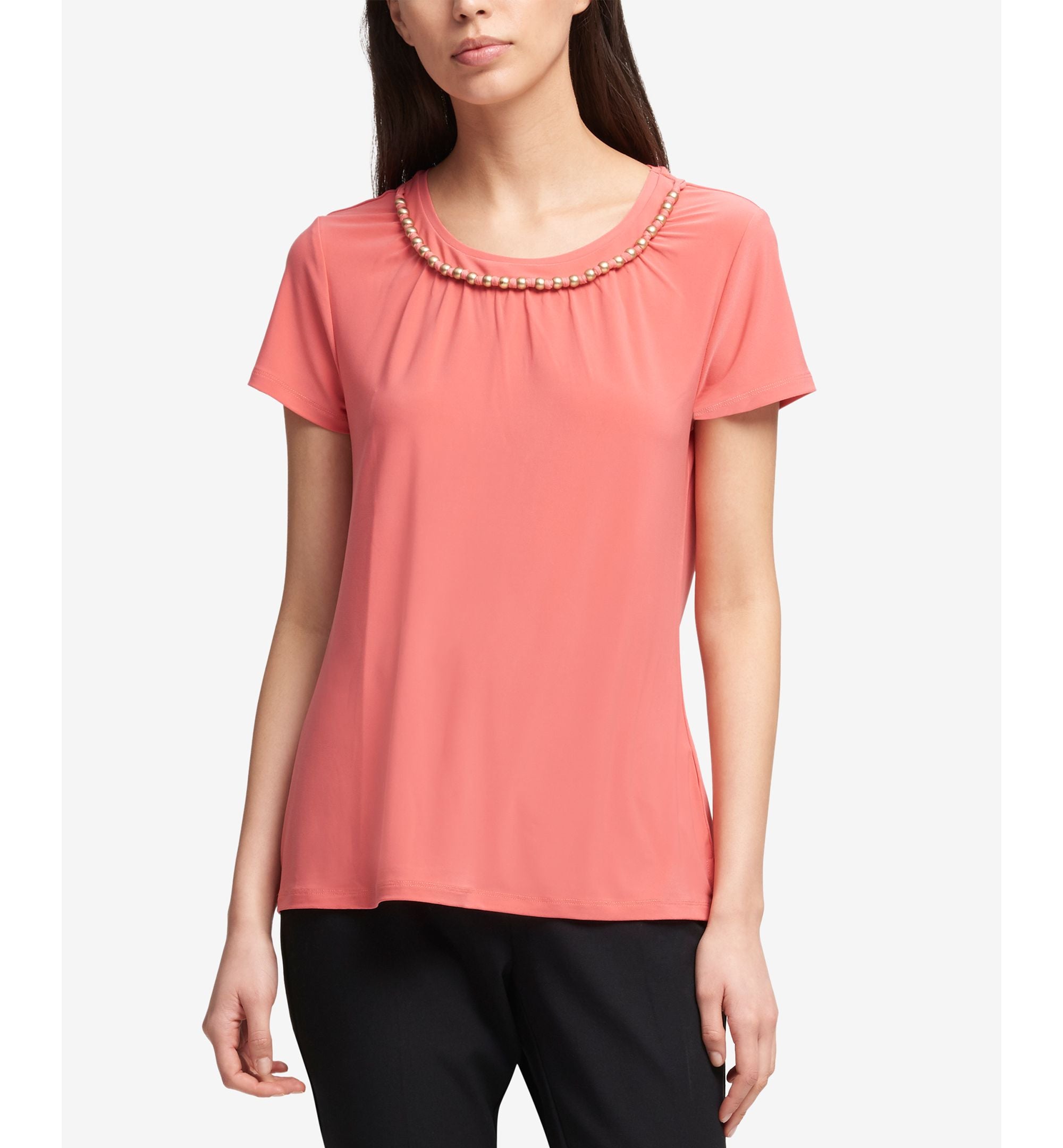 DKNY Beaded Neck Top