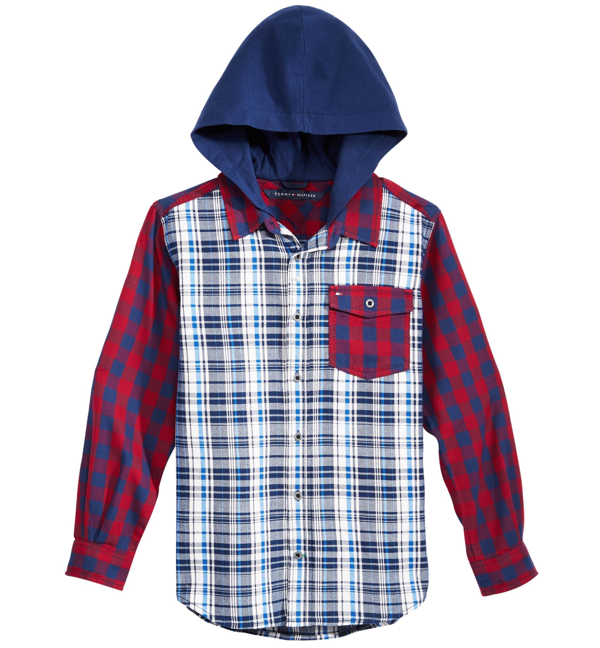 Tommy Hilfiger Big Boys Trevor Plaid Hooded Shirt