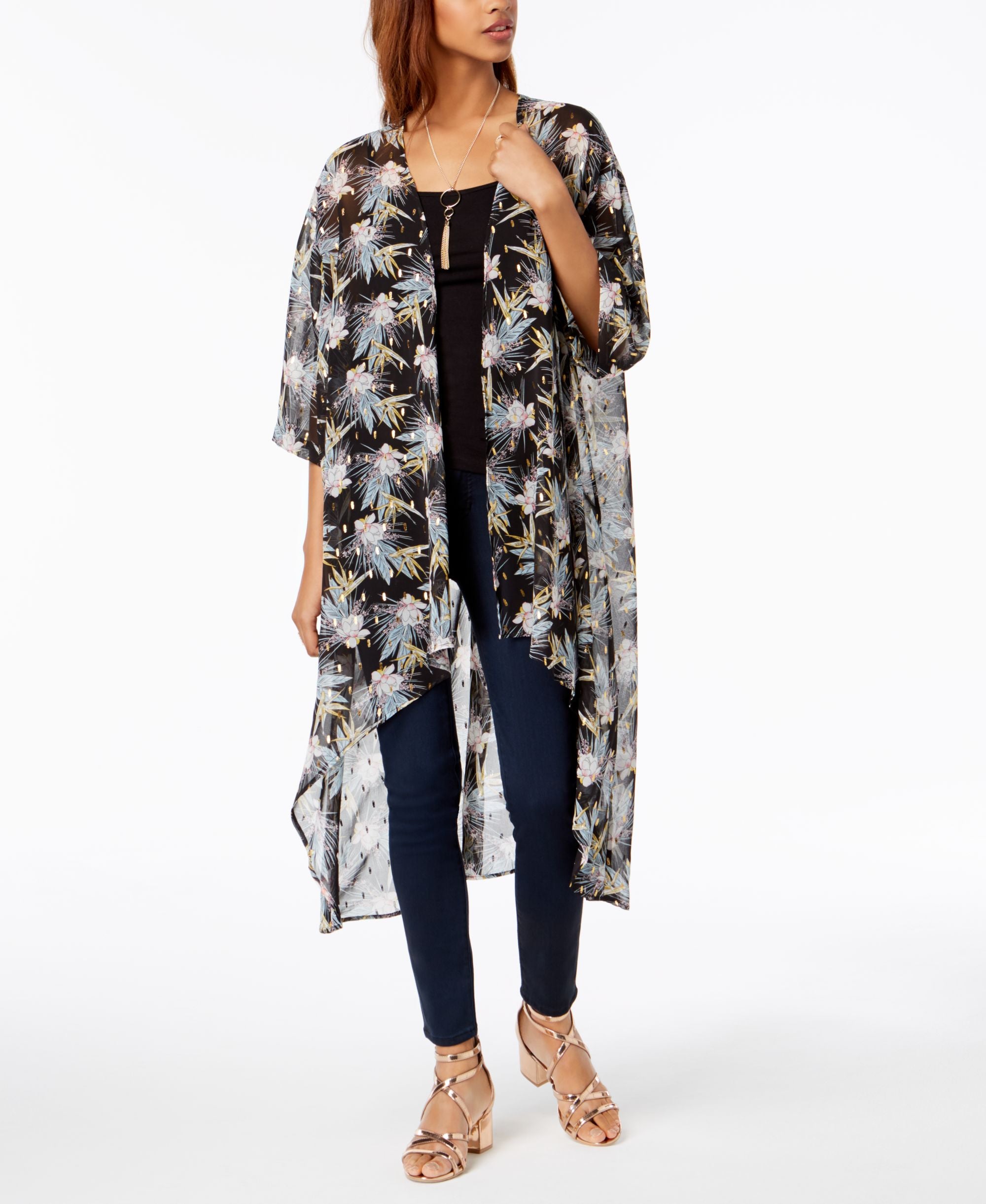 Gypsies Moondust Juniors Printed High Low Kimono