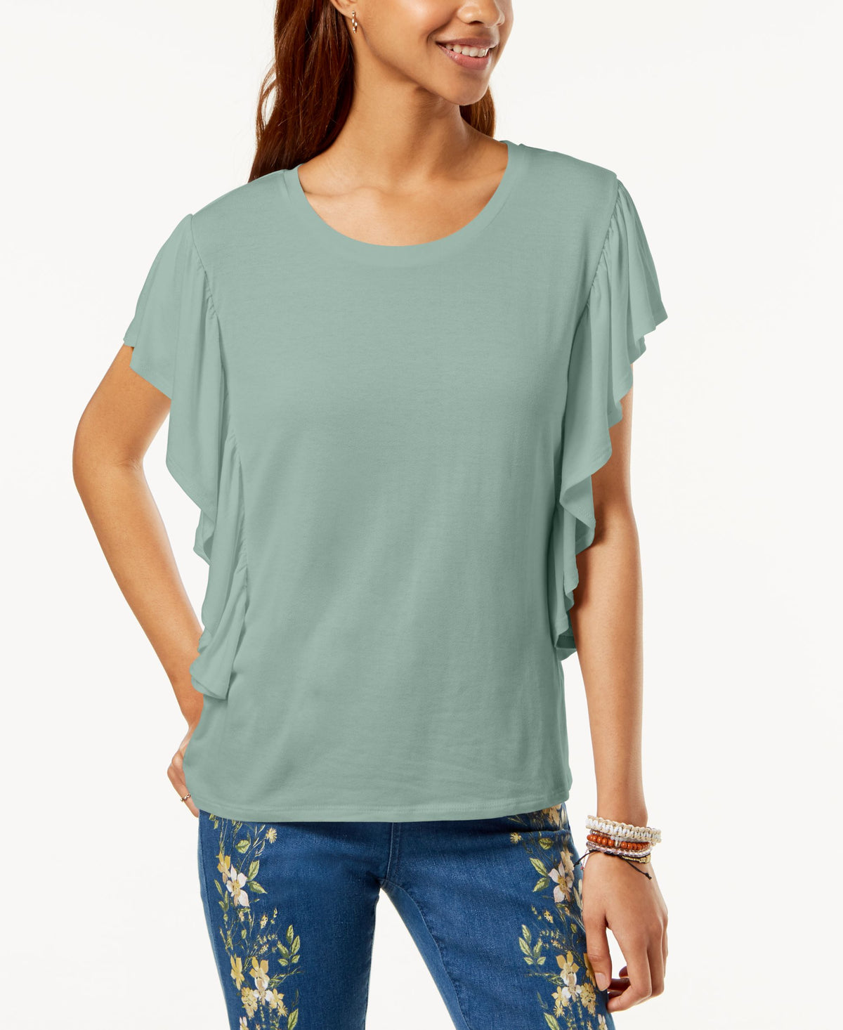 One Hart Juniors Side Ruffle Top