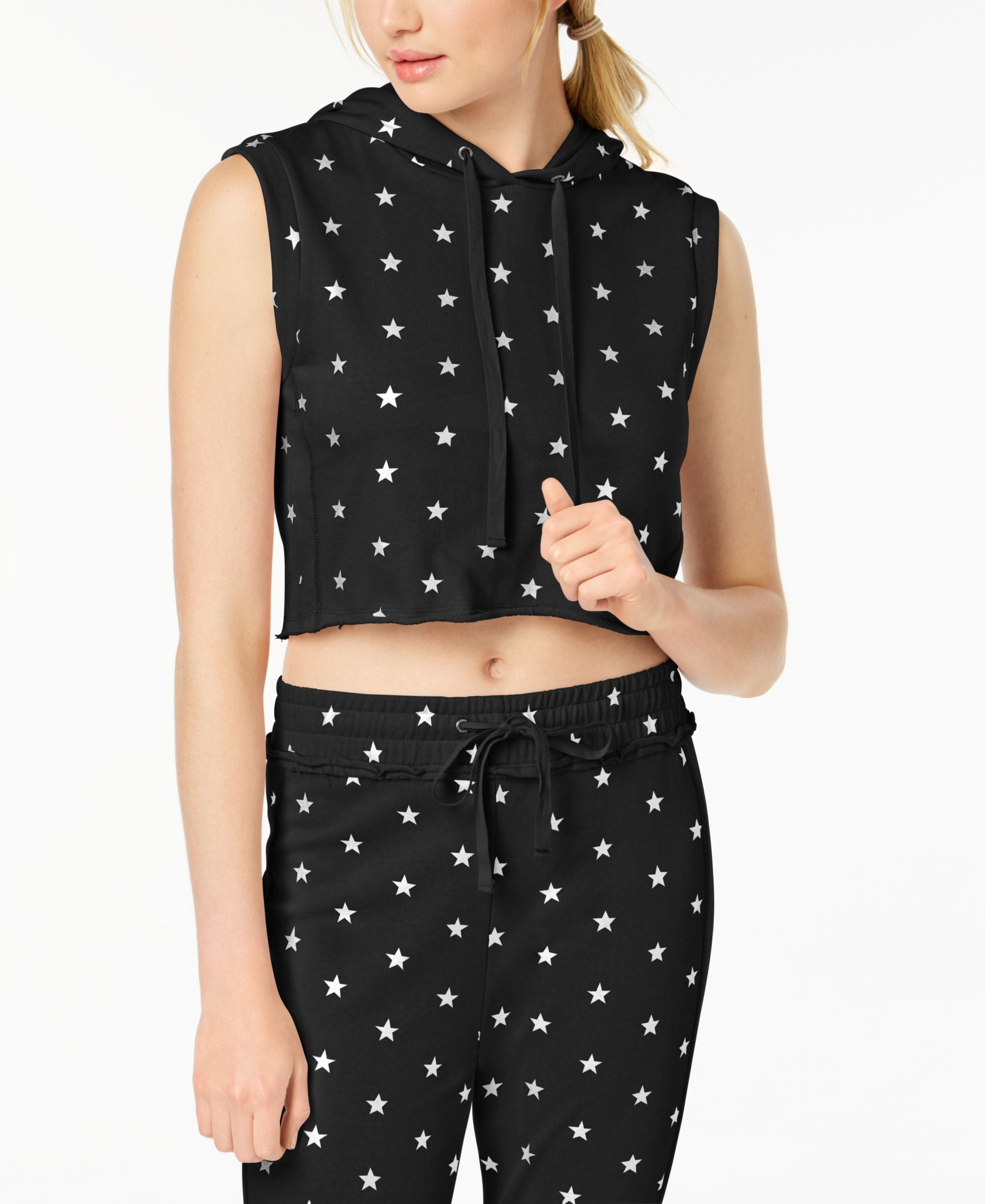 Active Juniors' Star-Print Muscle Hoodie