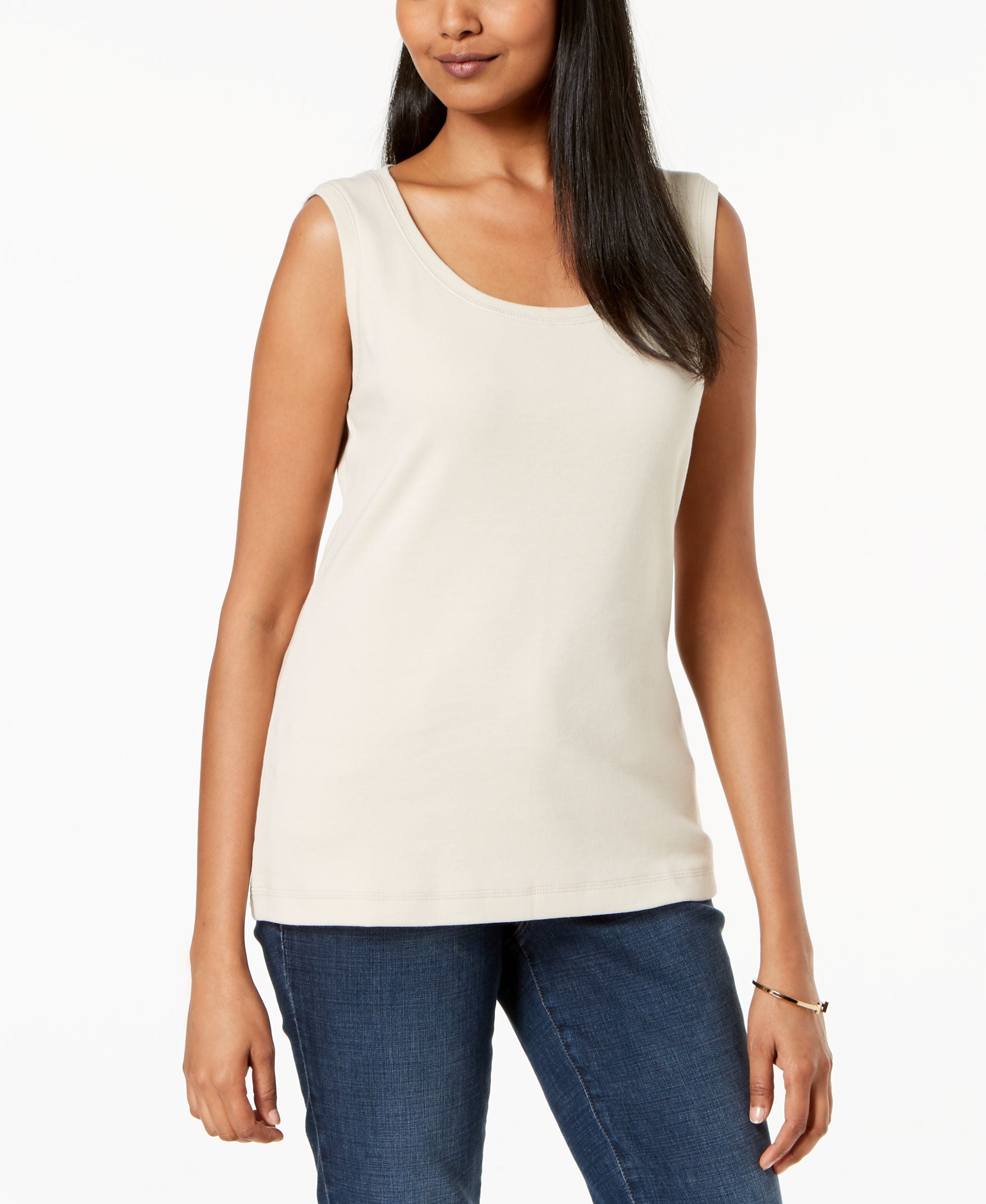 Karen Scott Cotton Sleeveless Scoop Neck Top