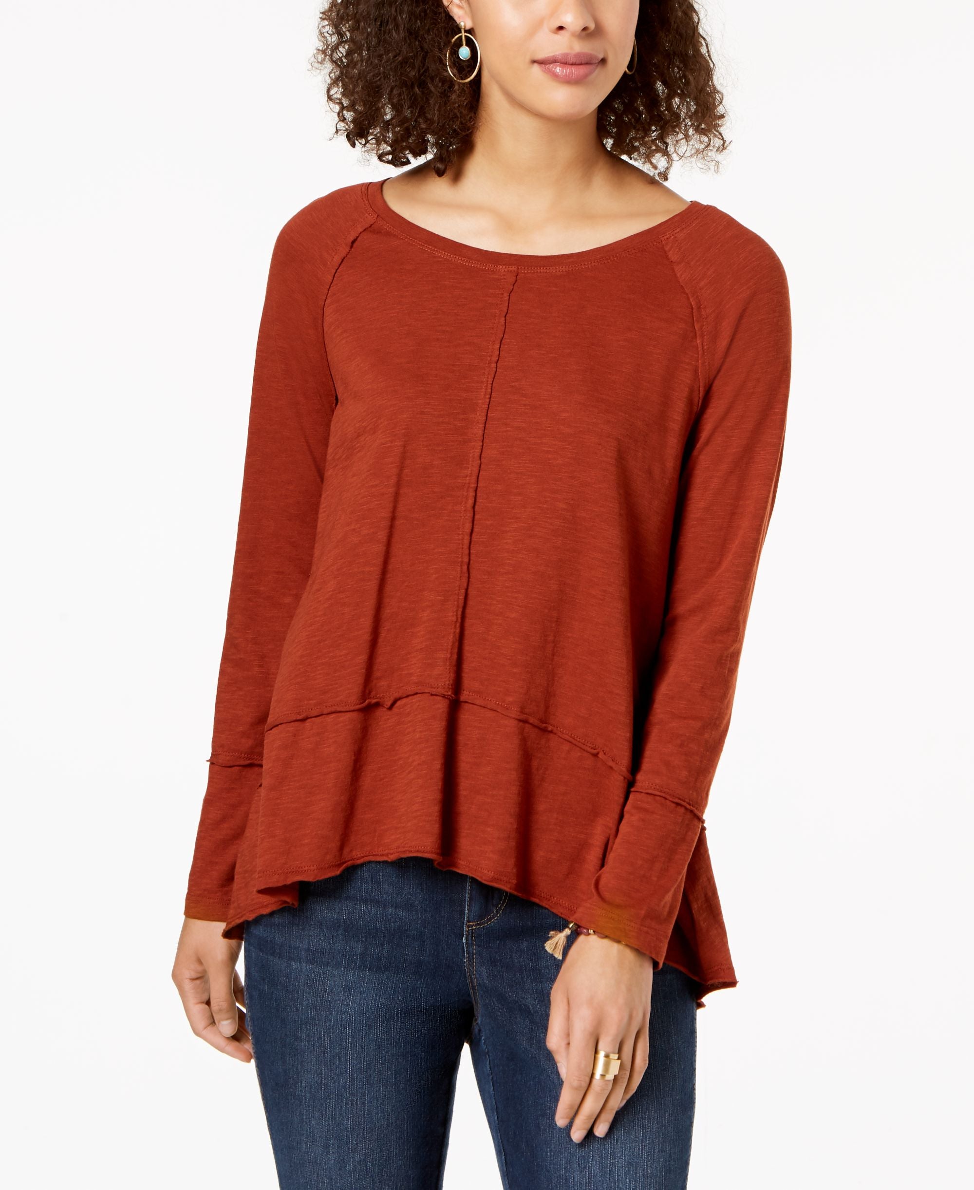 Style & Co Cotton High Low Top