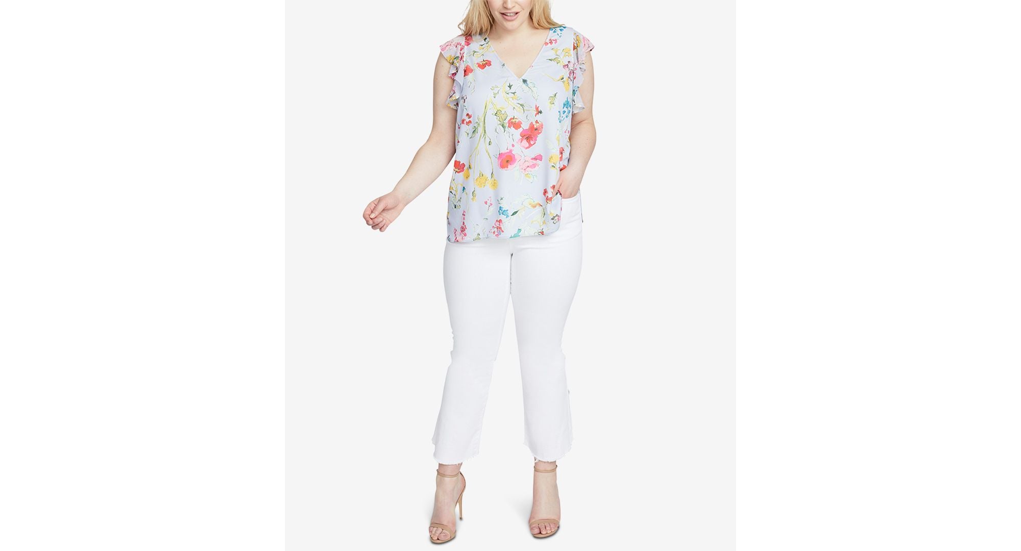 Trendy Plus Size Printed Ruffled Top