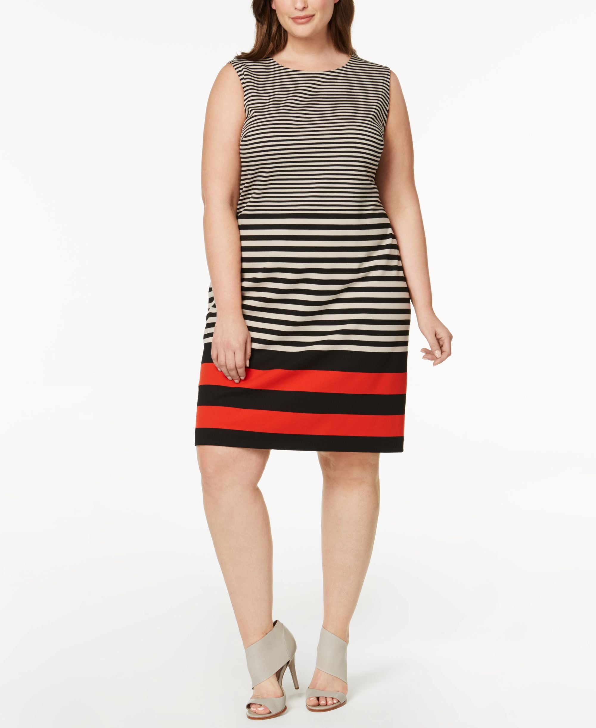 Calvin Klein Plus Size Mixed Stripe Shift Dress