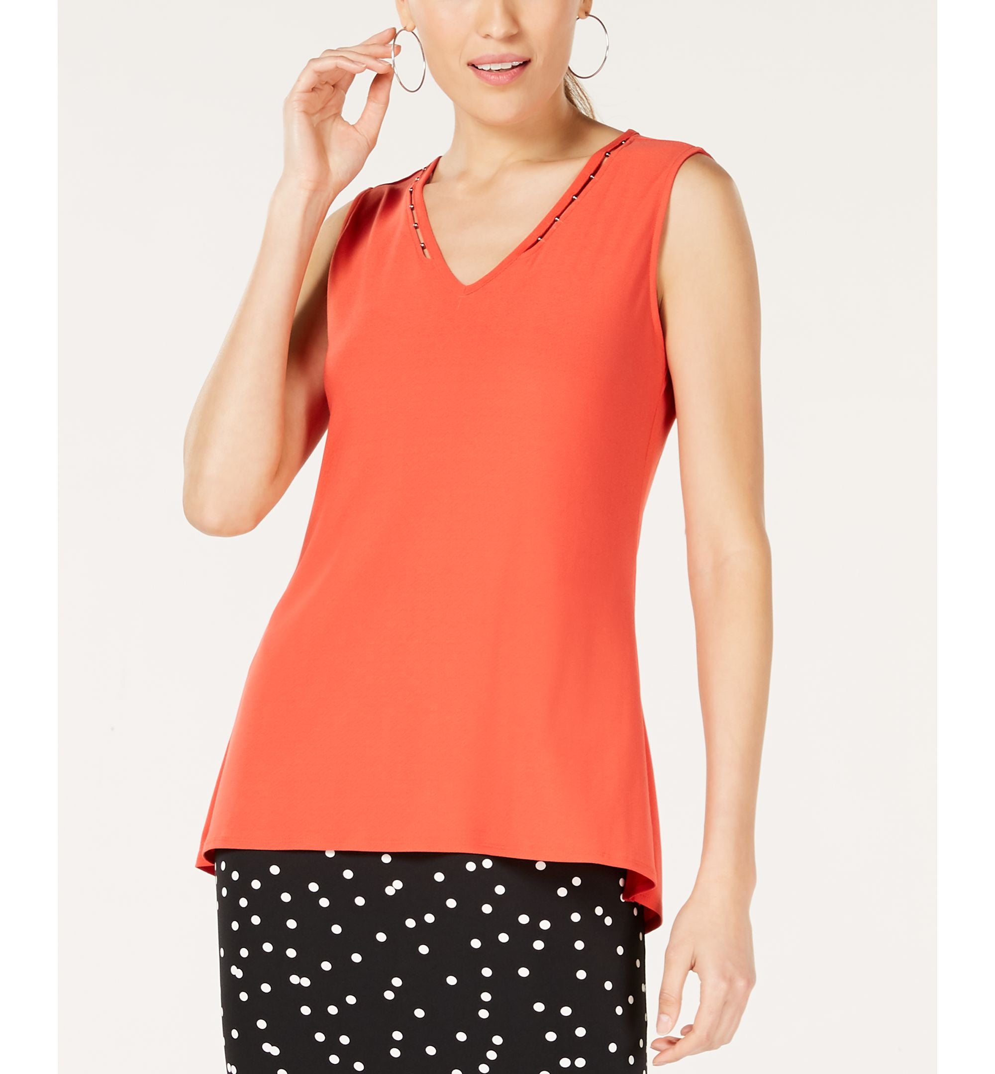 Alfani Beaded Neck Top