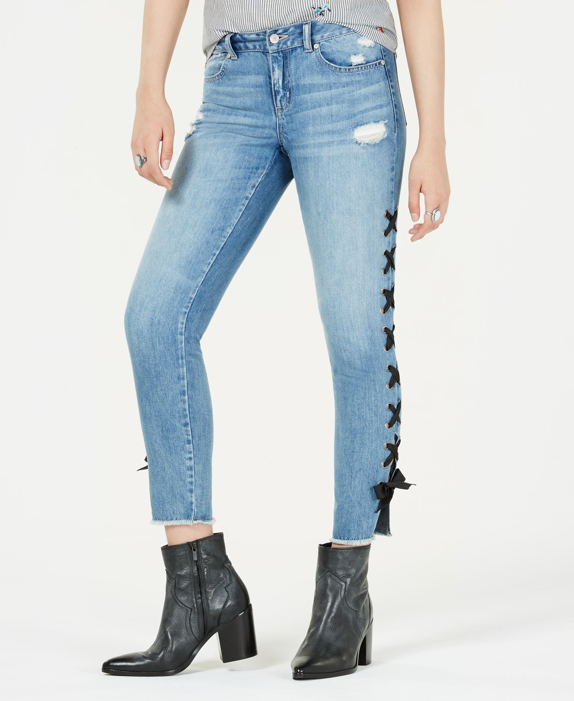Rewash Juniors Lace Up Skinny Jeans