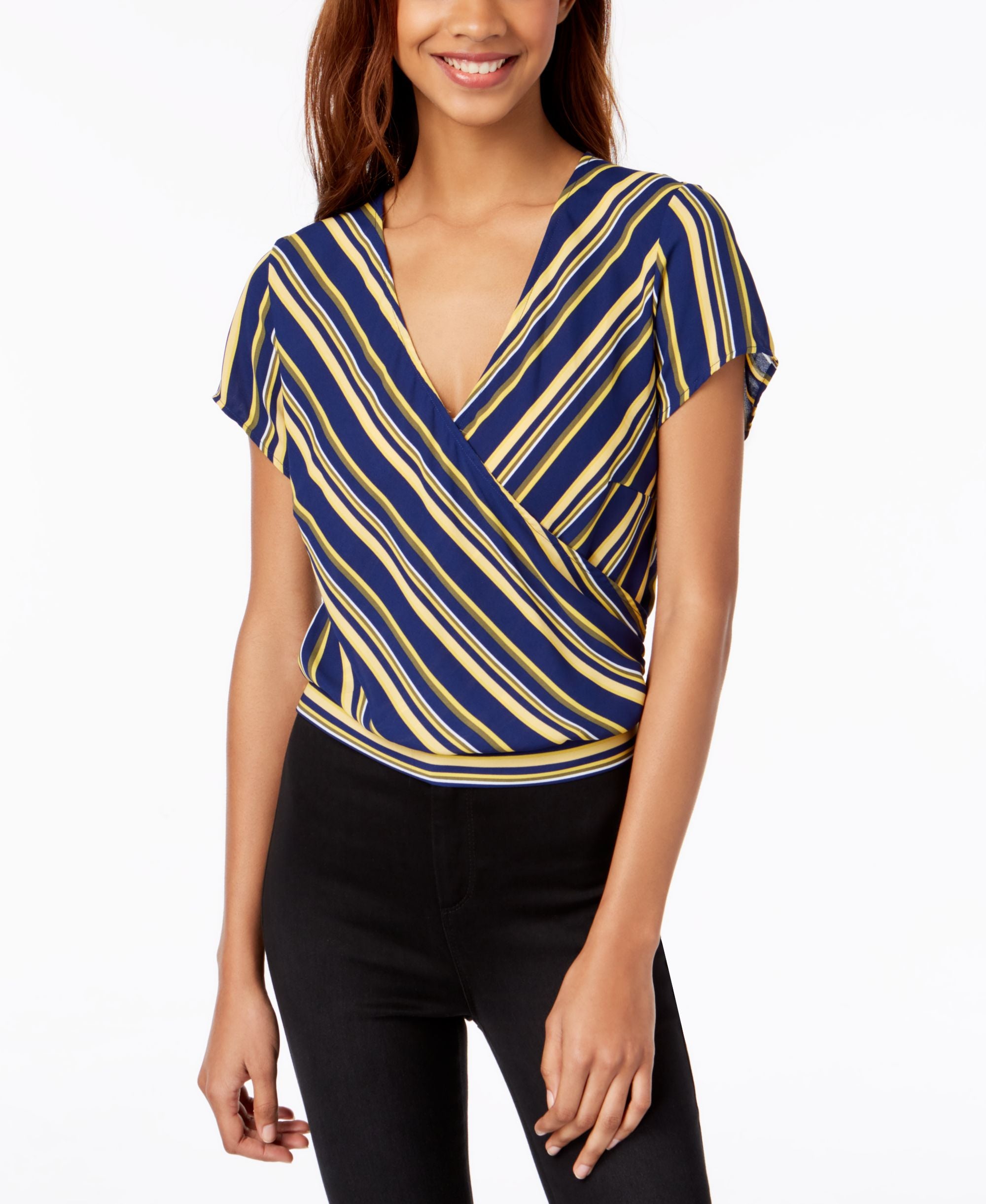 Ultra Flirt By Ikeddi Juniors Striped Wrap Top
