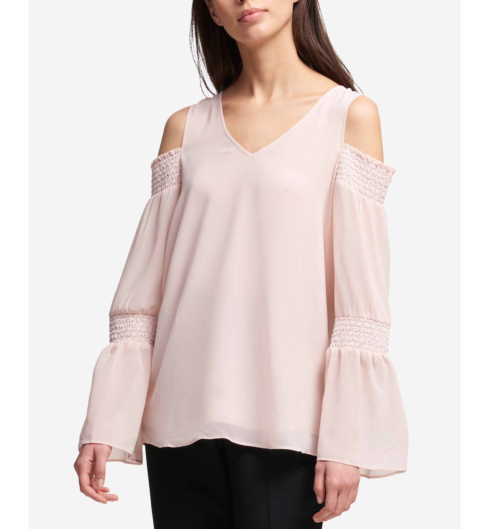 Cold-Shoulder V-Neck Top
