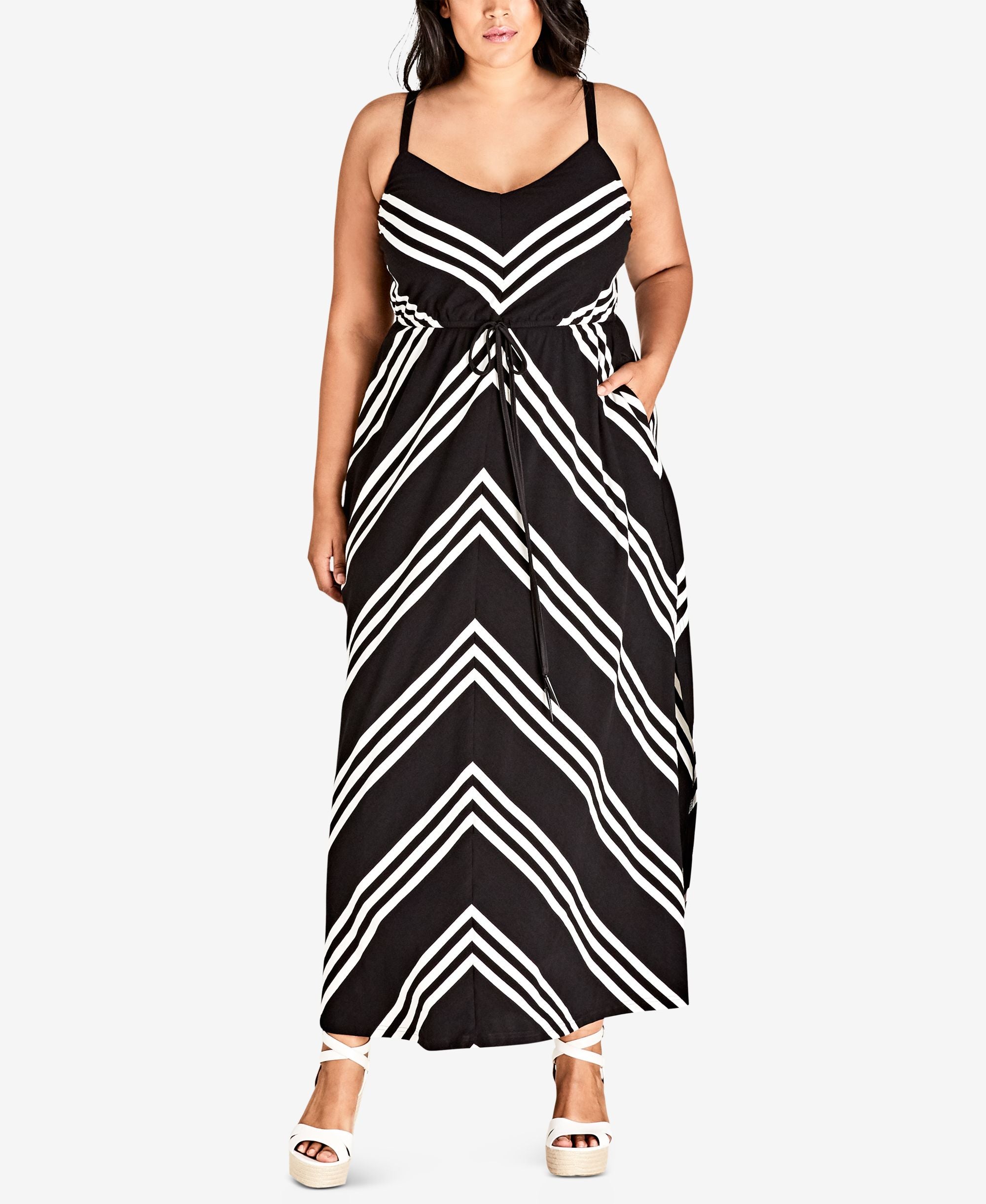 City Chic Trendy Plus Size Chevron Stripe Maxi Dress