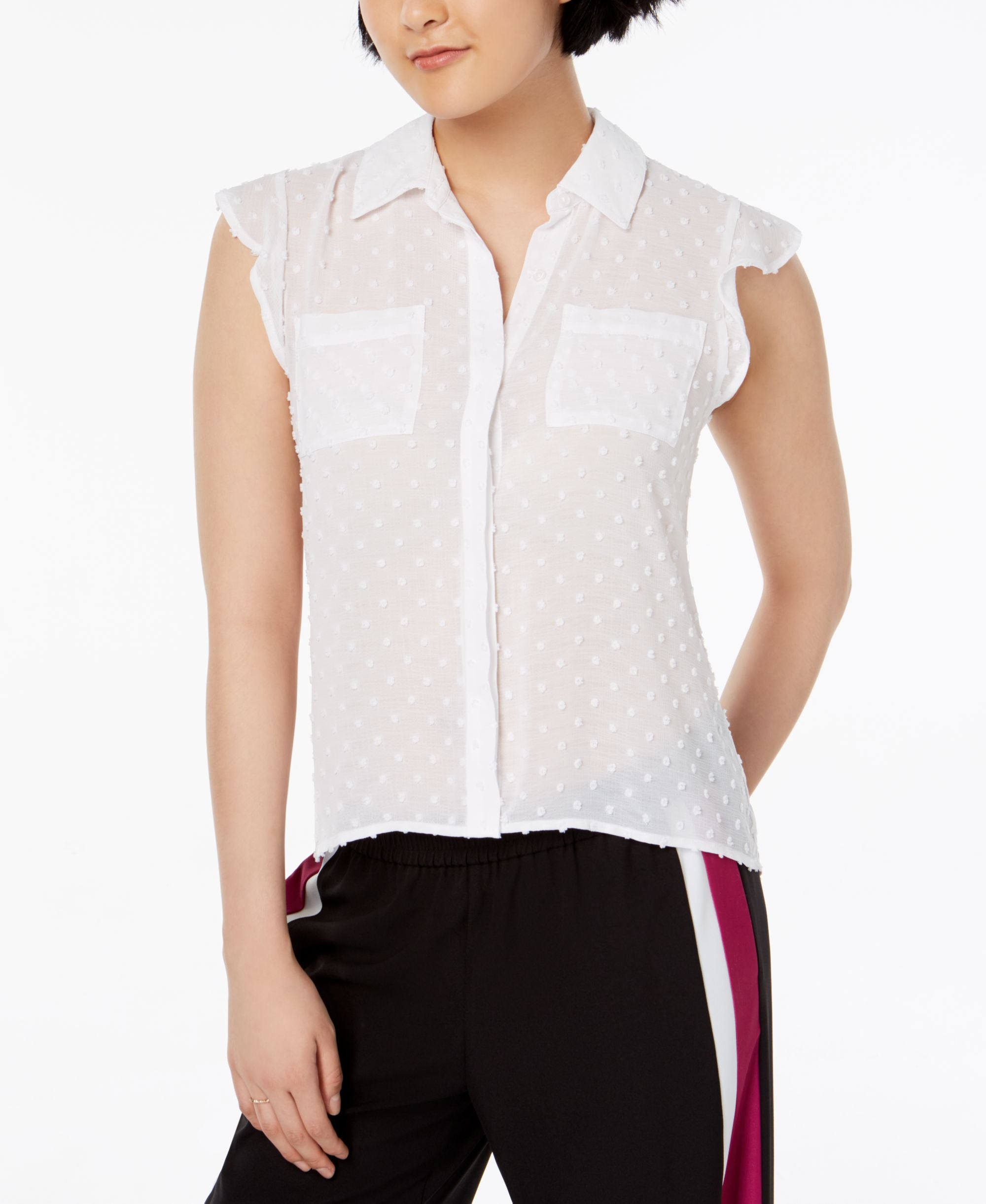 Bar III Clip Dot Blouse