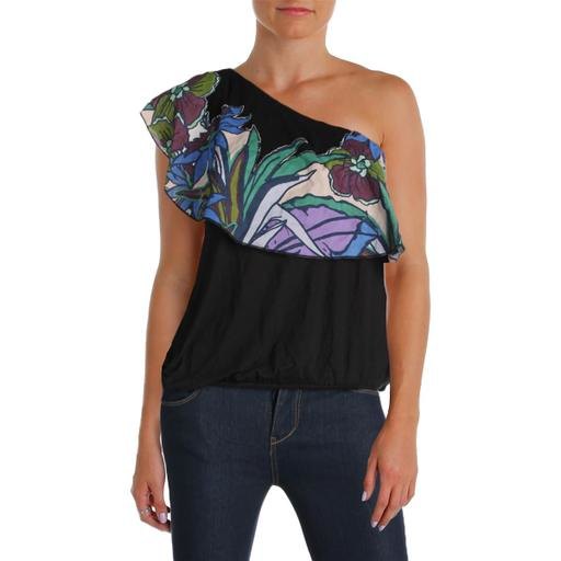 Free People Womens Annka One-Shoulder Floral Casual Top