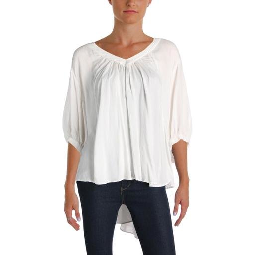 Free People Womens Catch Me If You Can Peasant Blouse, Off-White, Medium