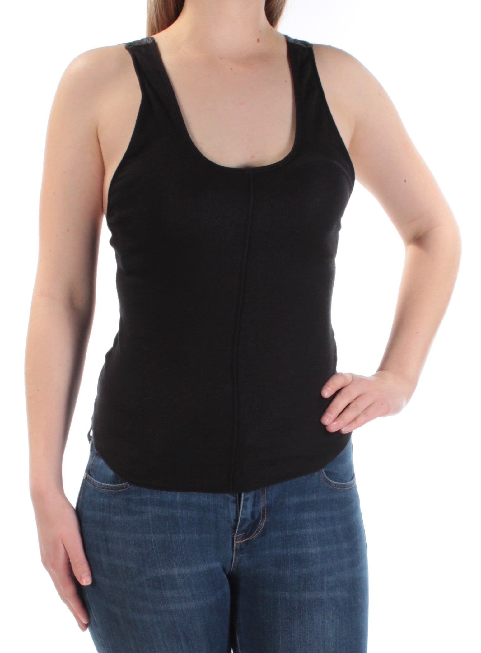 Free People Womens Lace Trim U-Neck Tank Top