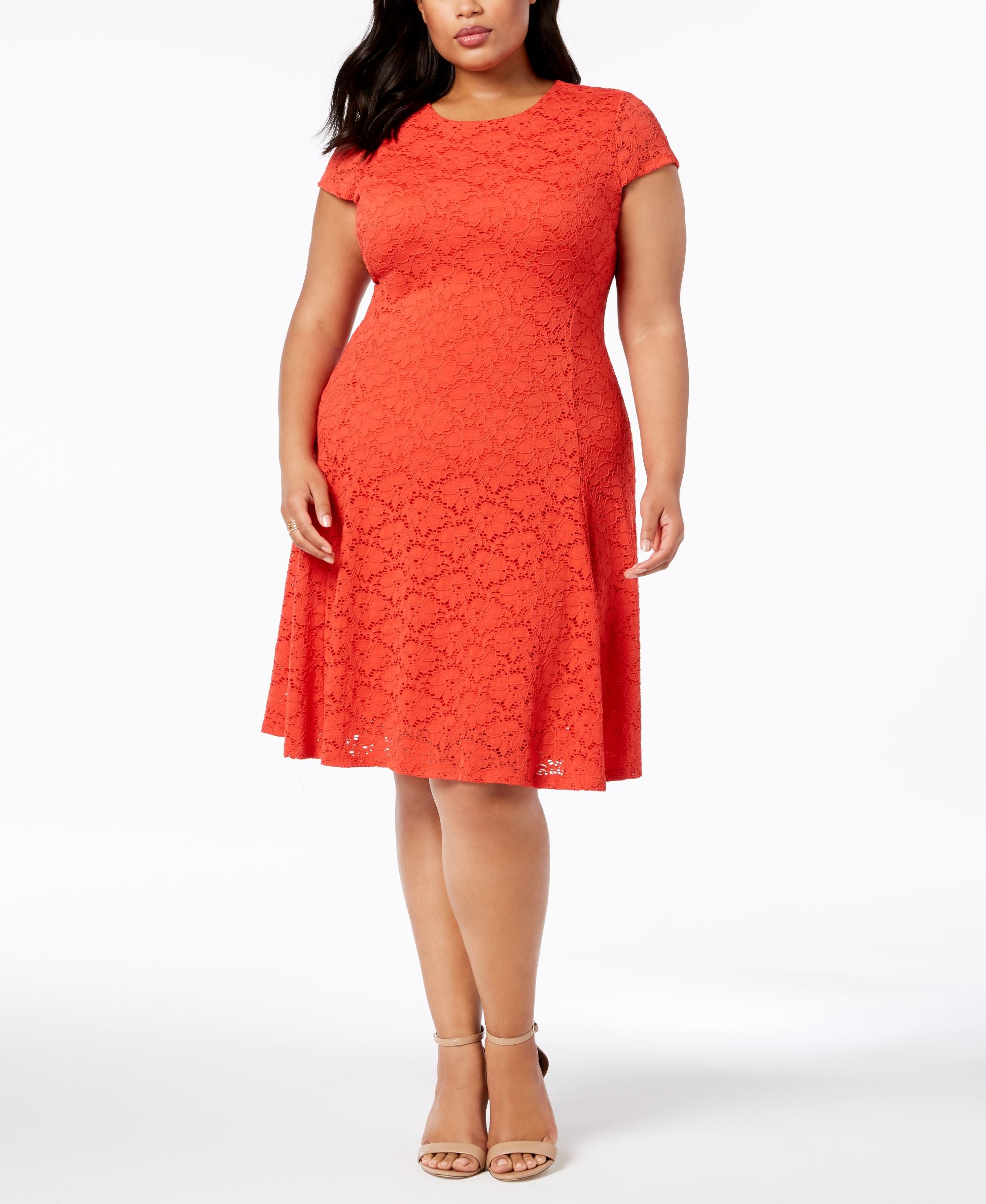 Alfani Plus Size Lace Fit Flare Dress