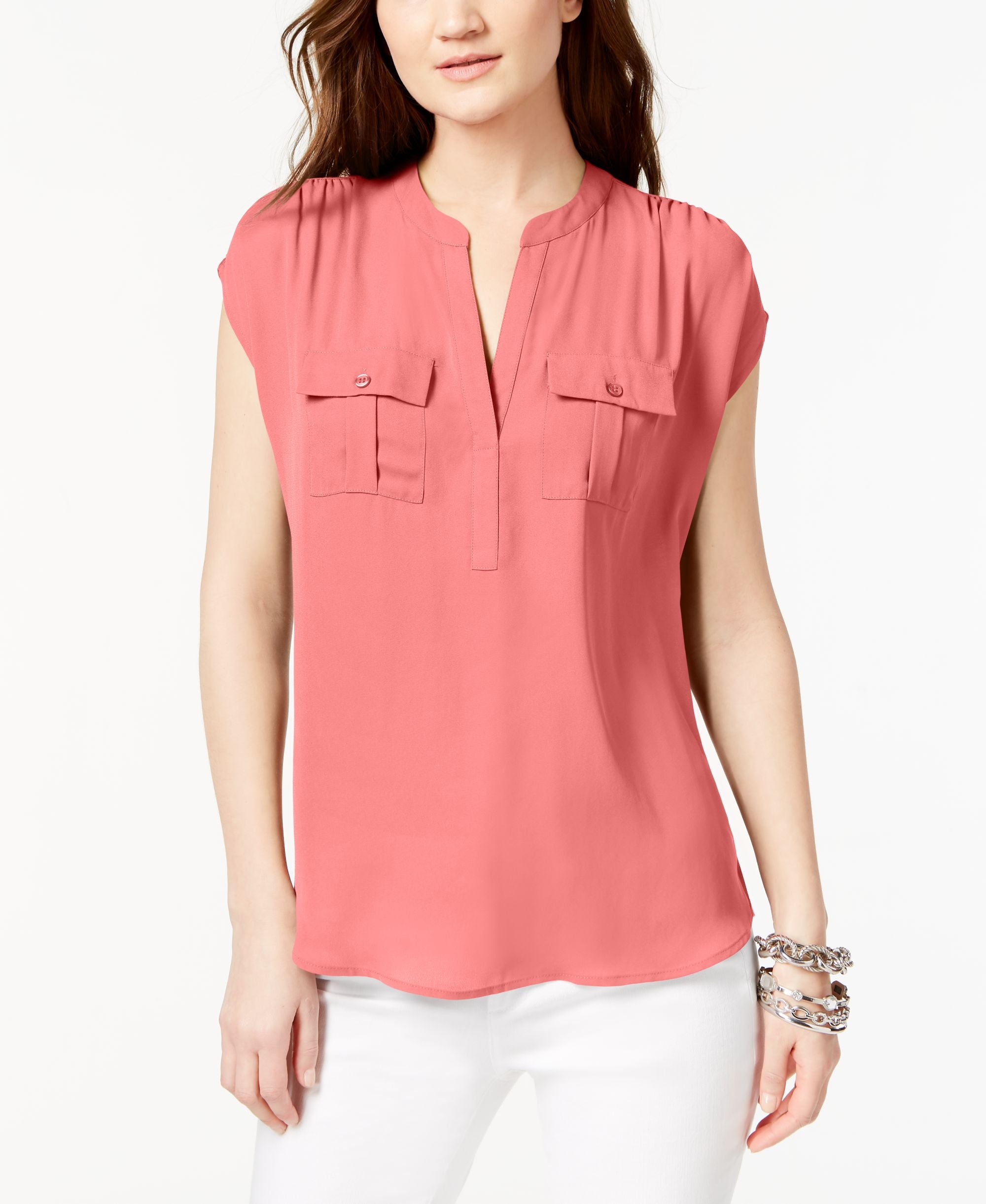 I.N.C. Split Neck Utility Shirt