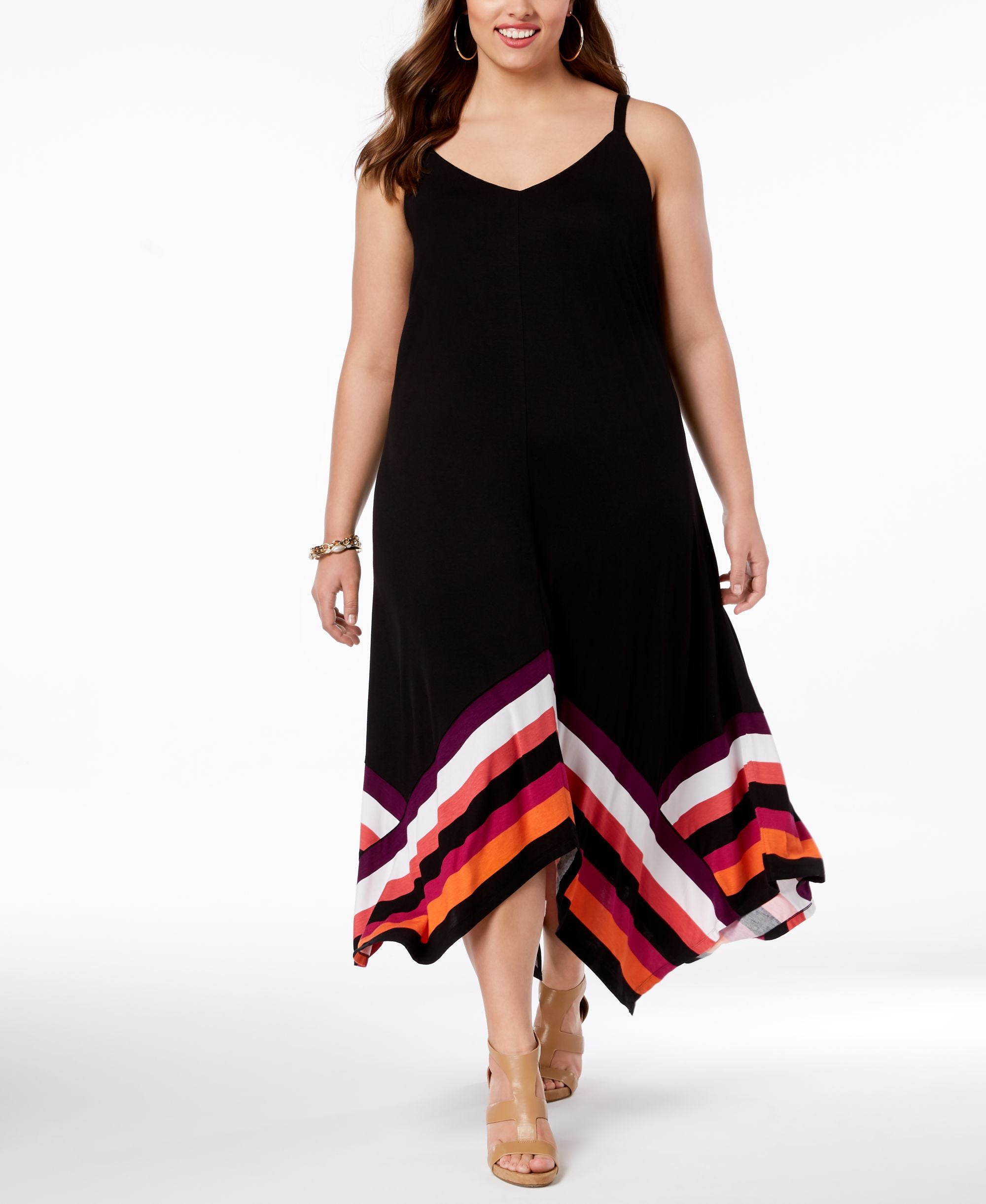 Plus Size Handkerchief Hem Maxi Dress