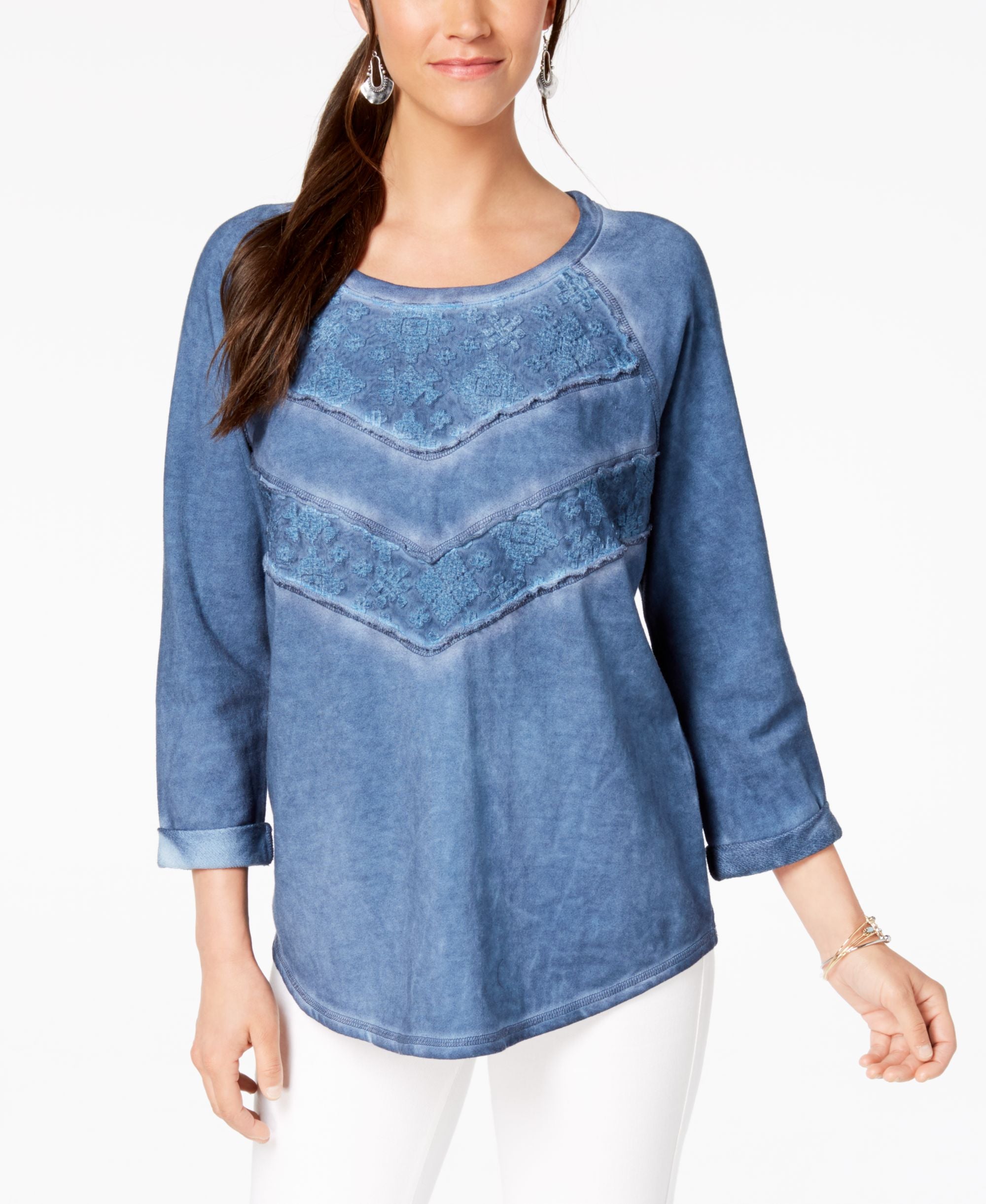 Style & Co Lace Panel Sweatshirt